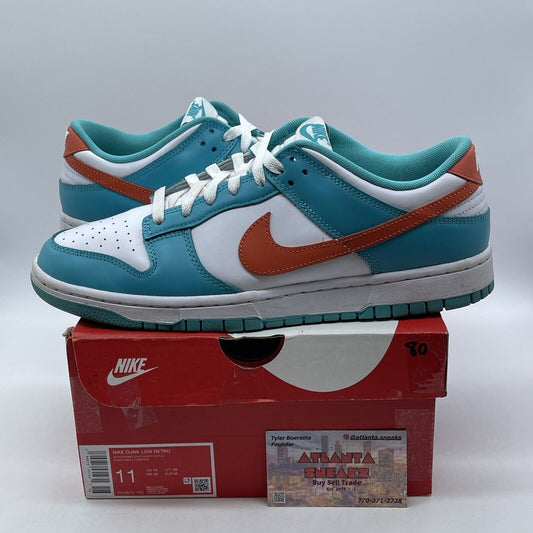 Size 11 - Nike Dunk Low Miami Dolphins White Blue Orange Leather (DV0833-102)