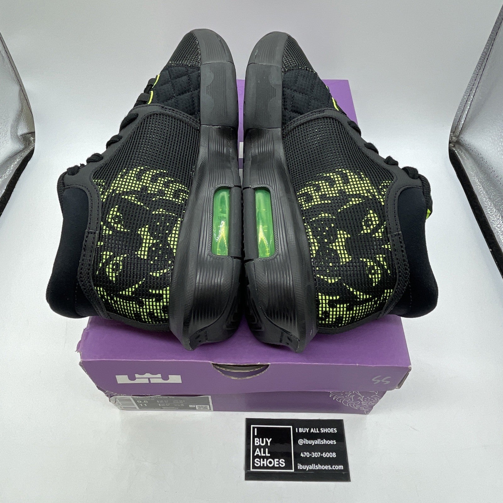 Size 9.5 - Nike LeBron Witness 8 Black Volt Suede Leather (FB2239-002)