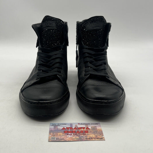 Size 10 - Buscemi Men's All Black Leather High-Top Sneakers