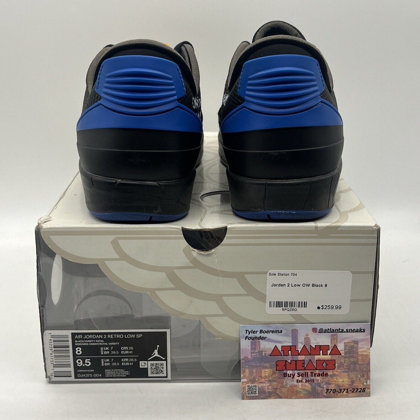 Size 8 - Off-White x Air Jordan 2 Retro SP Low Black Varsity Royal (DJ4375-004)