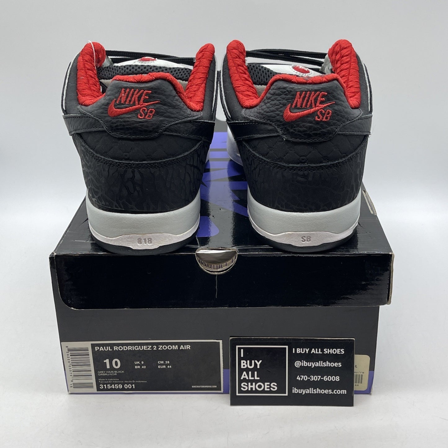 Size 10 - Nike Paul Rodriguez 2 Zoom Air Grey Haze Black Suede (315459-001)