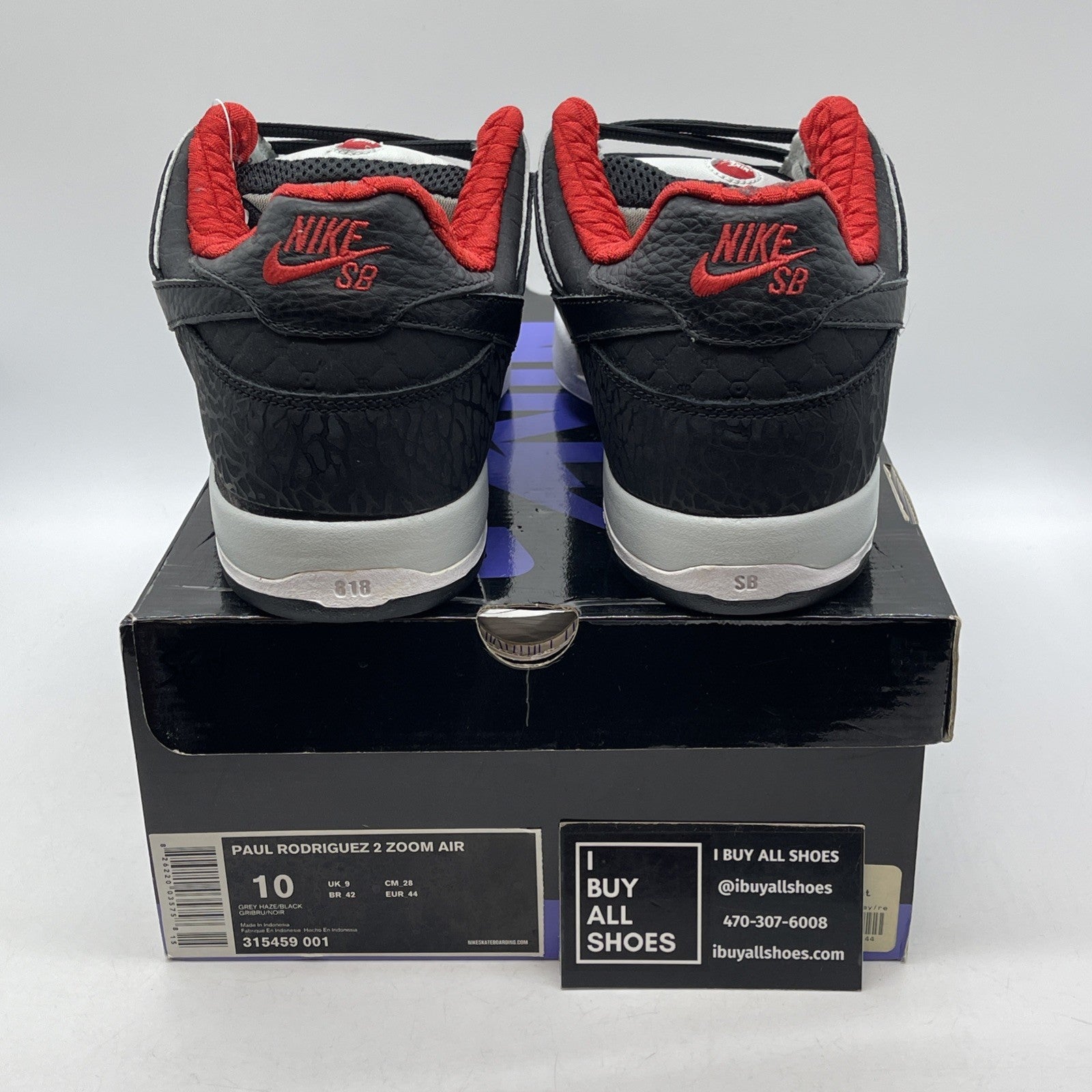 Size 10 - Nike Paul Rodriguez 2 Zoom Air Grey Haze Black Suede (315459-001)