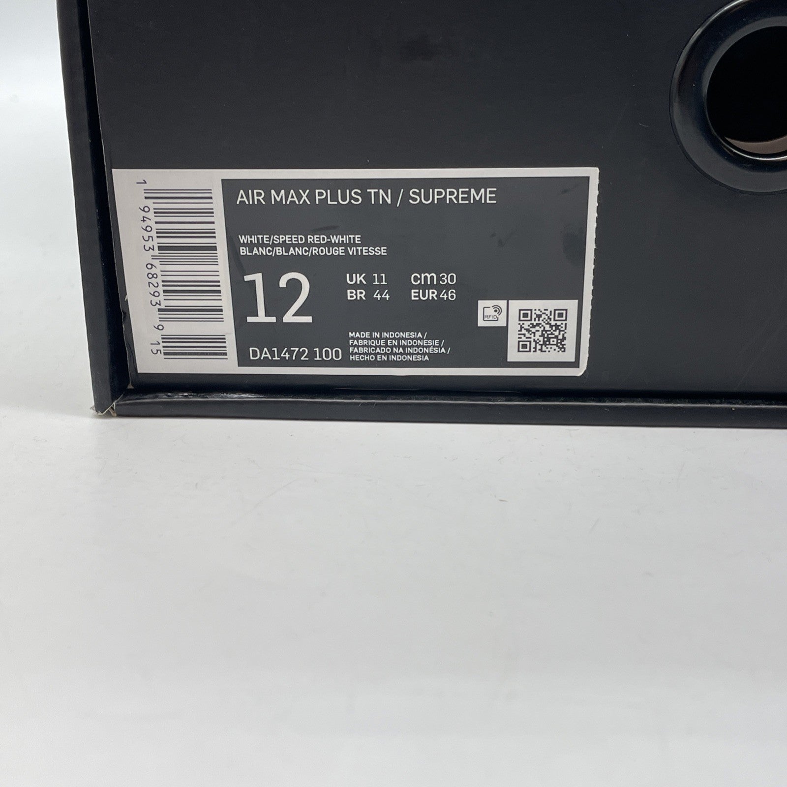 Size 12 - Nike Supreme x Air Max Plus TN White Red Suede Leather (DA1472-100)