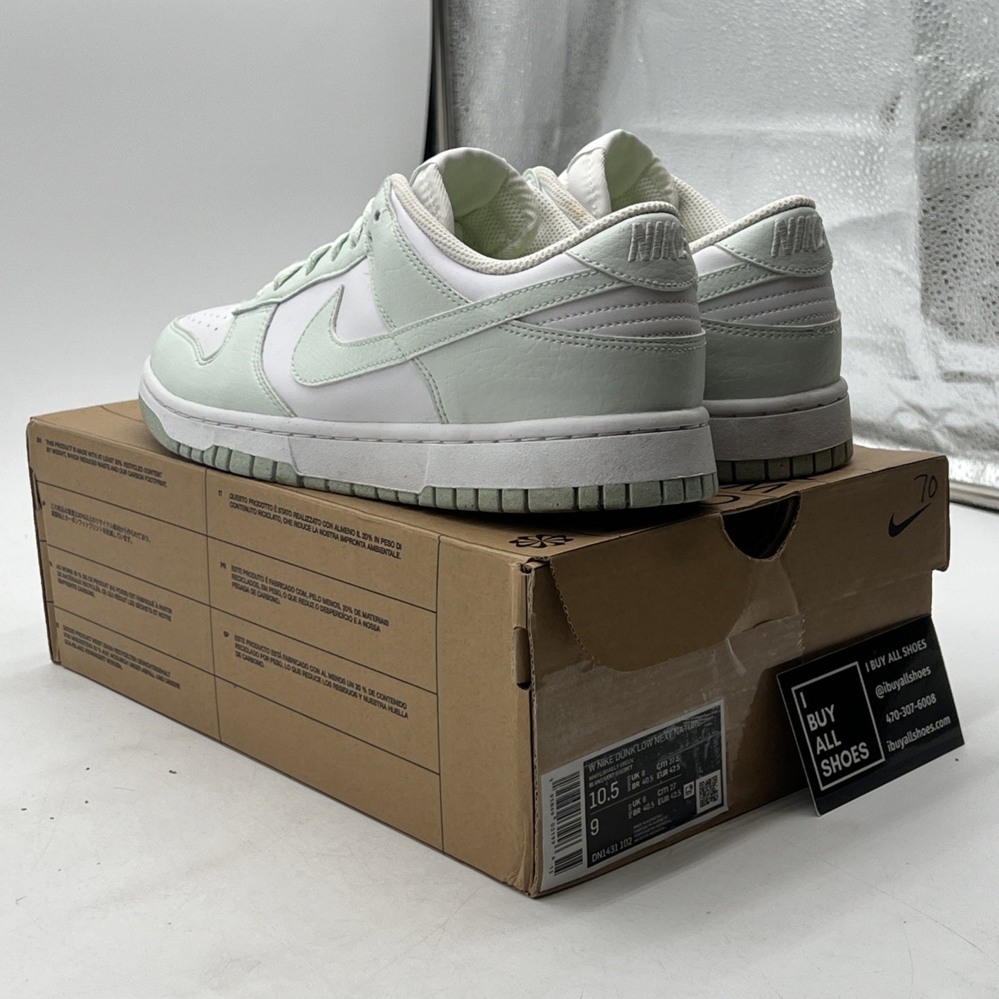 Size 10.5W - Nike Women’s Dunk Low Next Nature White Mint (DN1431-102)