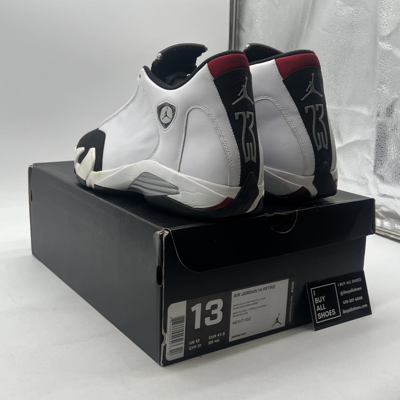 Size 13 - Air Jordan 14 Retro 2014 Black Toe (487471-102)