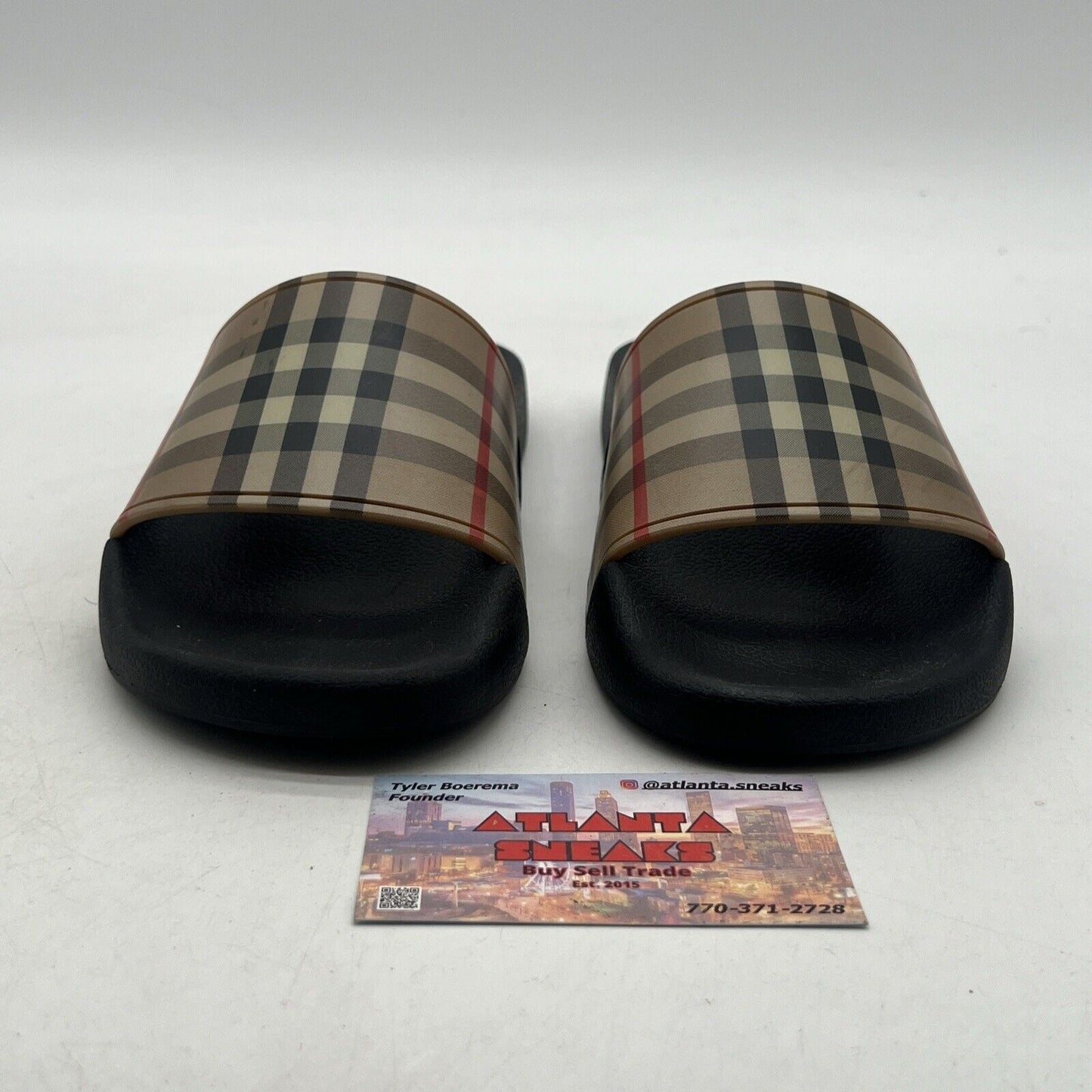 Size 5 - BURBERRY Beige Furley Check Flip Flops Pool Slide Shoes