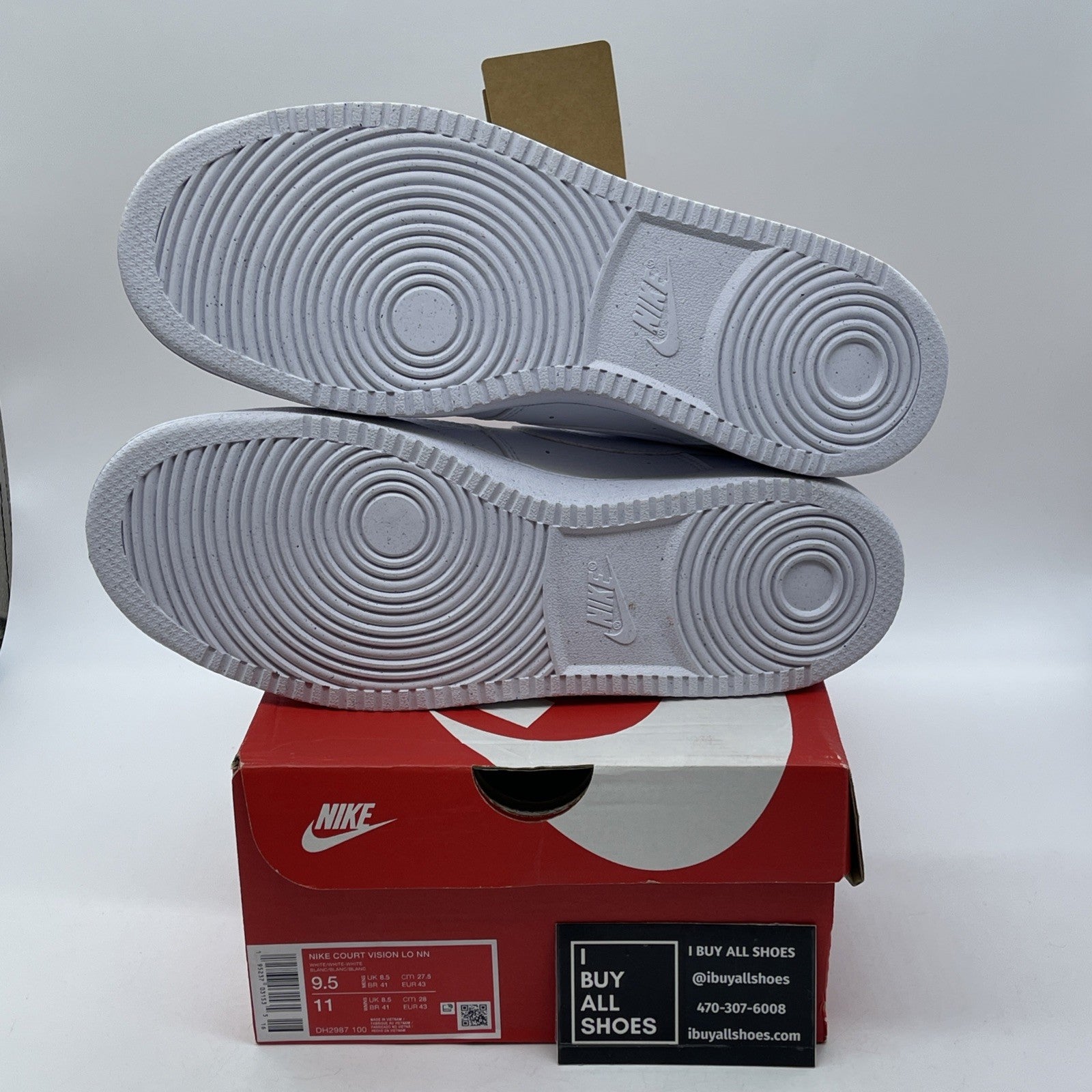 Size 9.5 - Nike Court Vision Next Nature Low Triple White Leather (DH2987-100)