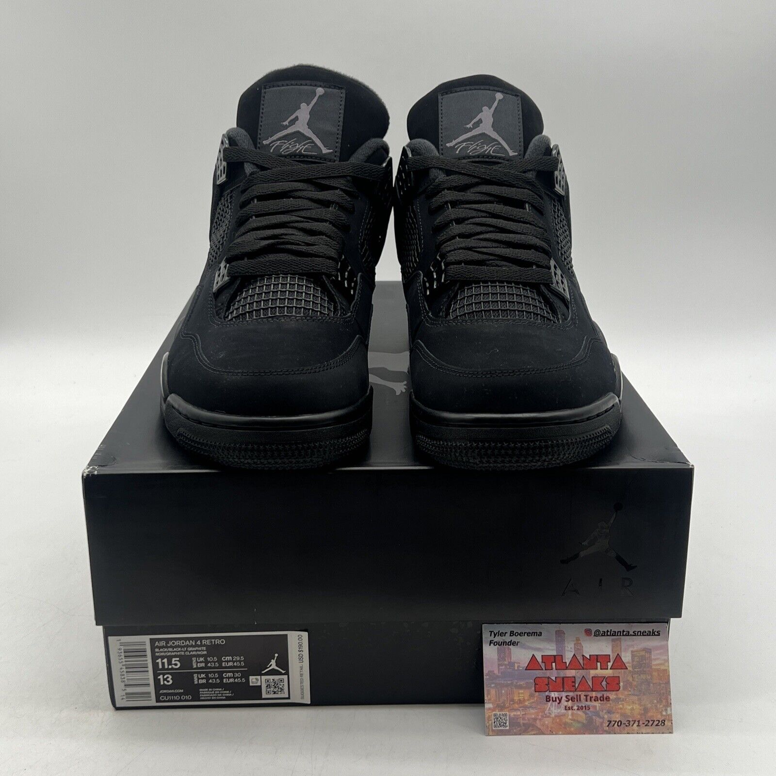 Size 11.5 - Jordan 4 Retro Mid Black Cat Suede (CU1110-010)