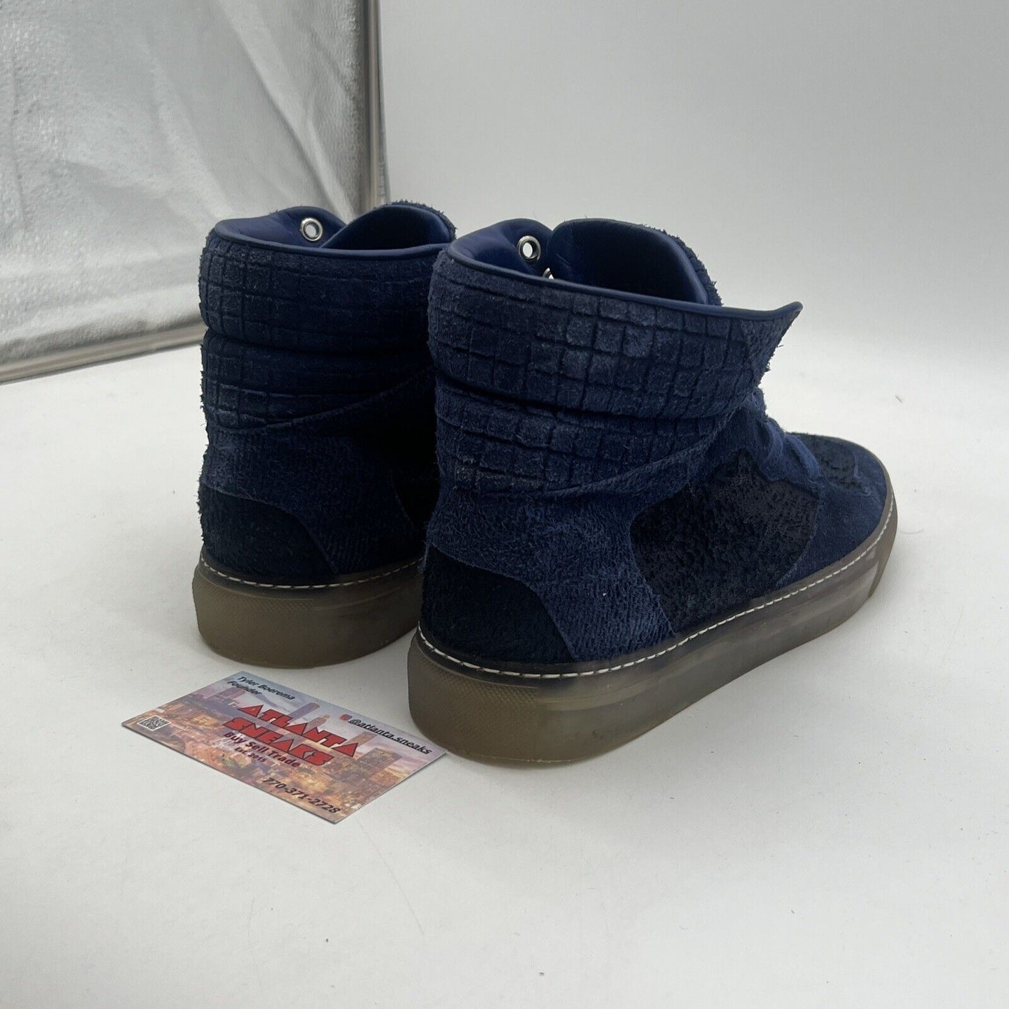 Size 7 - Balenciaga Blue Suede Leather High Top Sneakers Made In ITALY