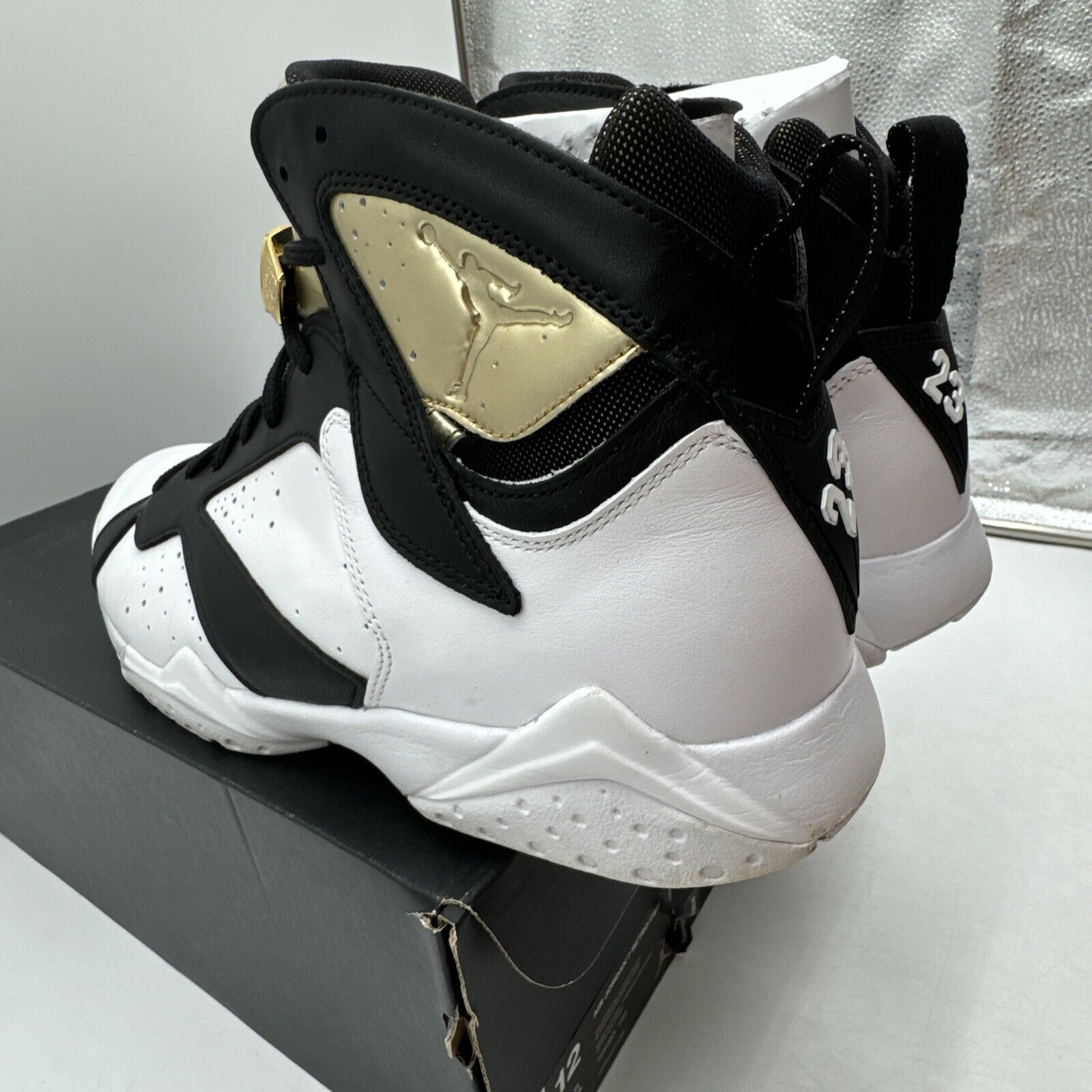 Size 12 - Air Jordan 7 Retro Champagne Gold White Black Leather Metal Rings Prem