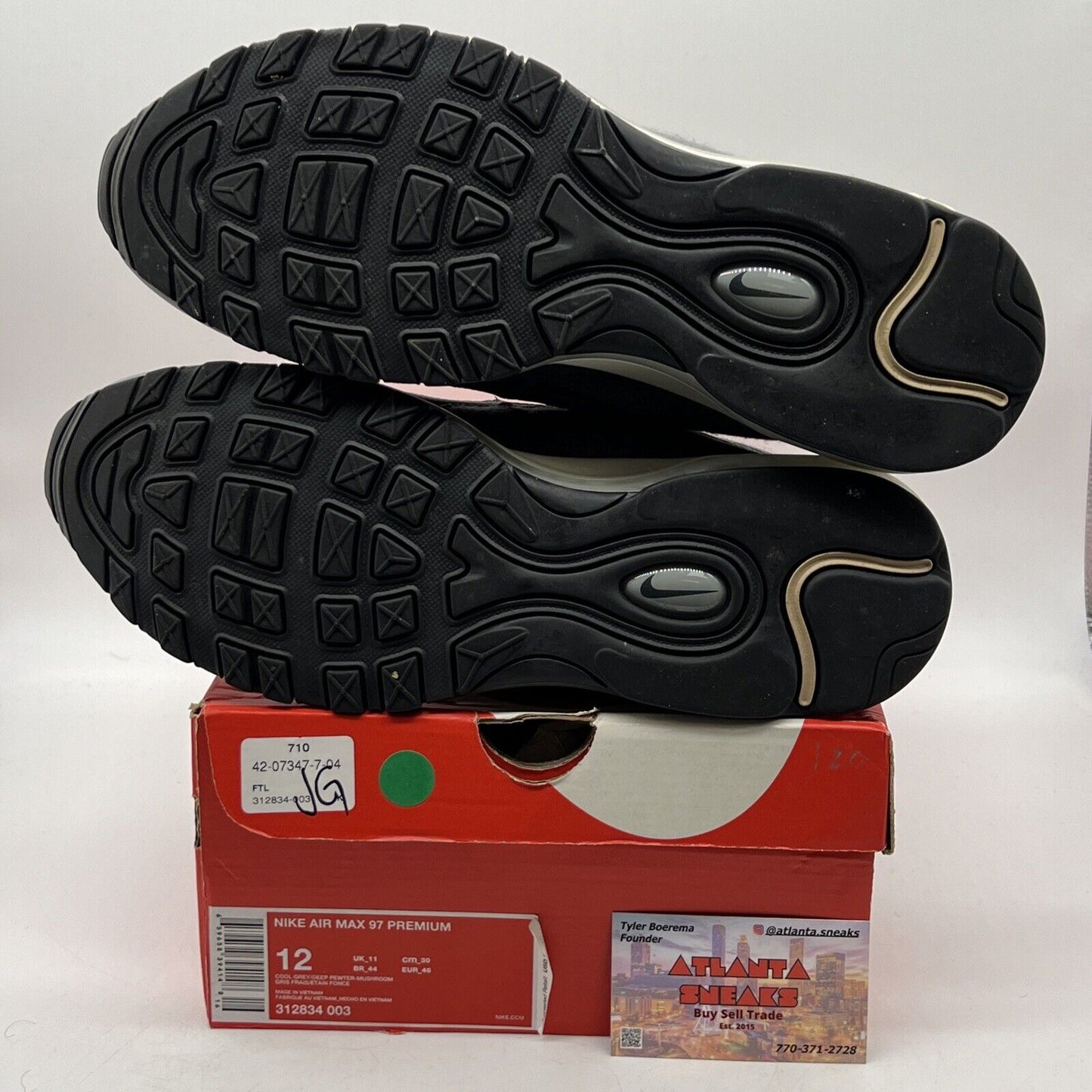 Size 12 - Nike Air Max 97 Premium Cool Grey Mushroom Grey White Black 312834-003