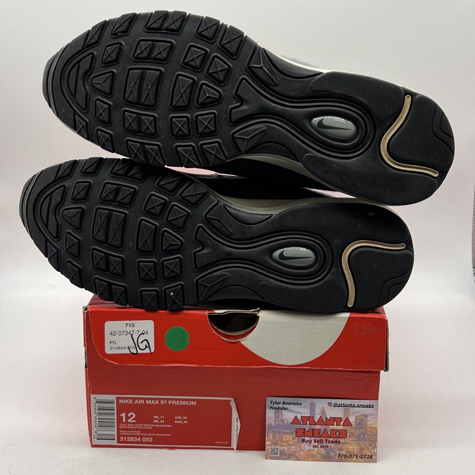 Size 12 - Nike Air Max 97 Premium Cool Grey Mushroom Grey White Black 312834-003