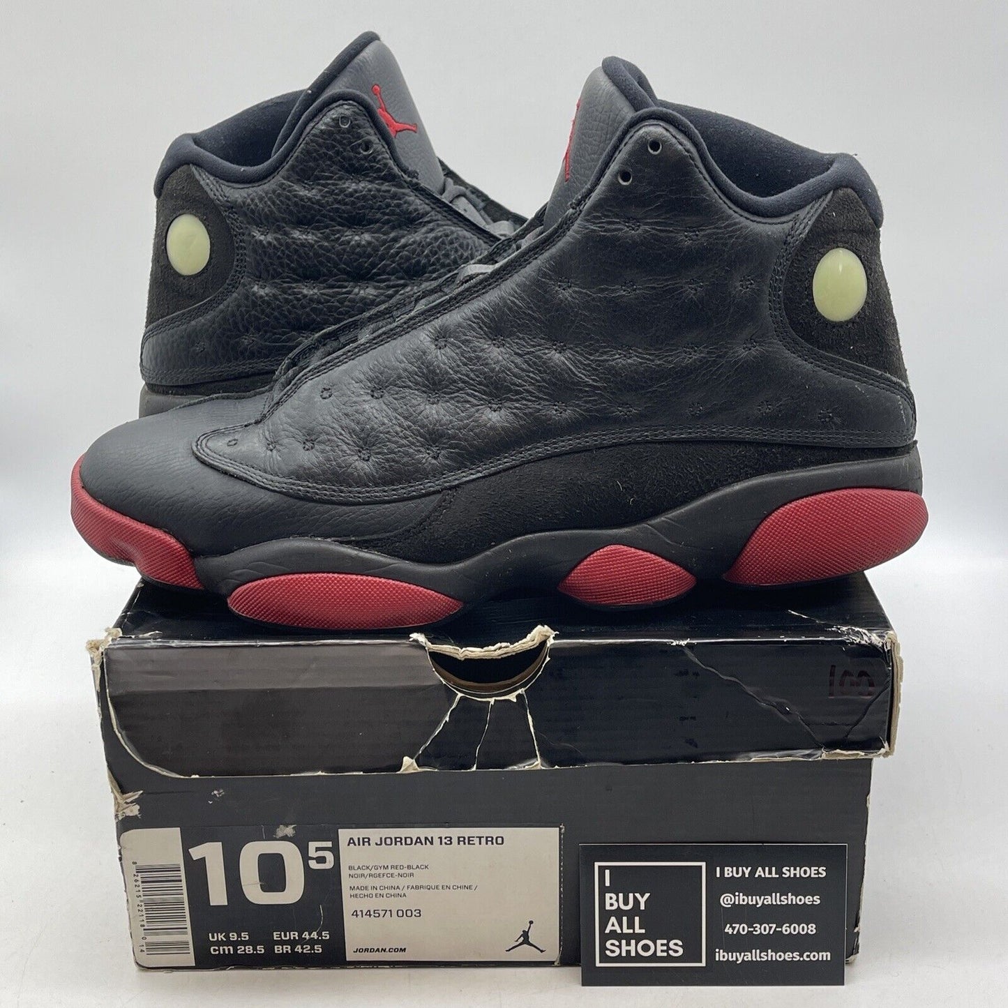 Size 10.5 - Air Jordan 13 Retro Dirty Bred Red Black Suede Leather (414571-003)