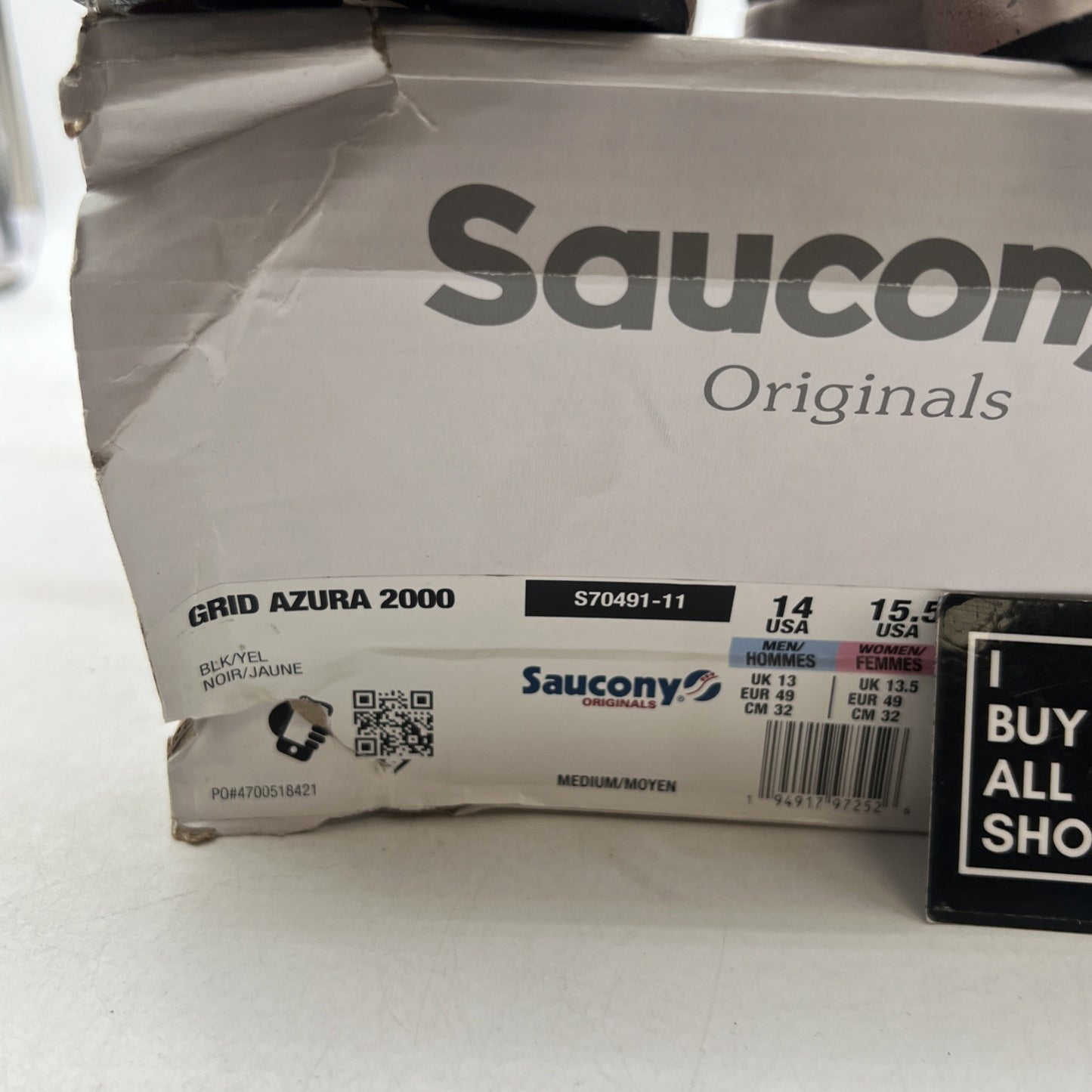 Size 14 - Saucony Grid Azura 2000 Black Yellow (S70491-11)