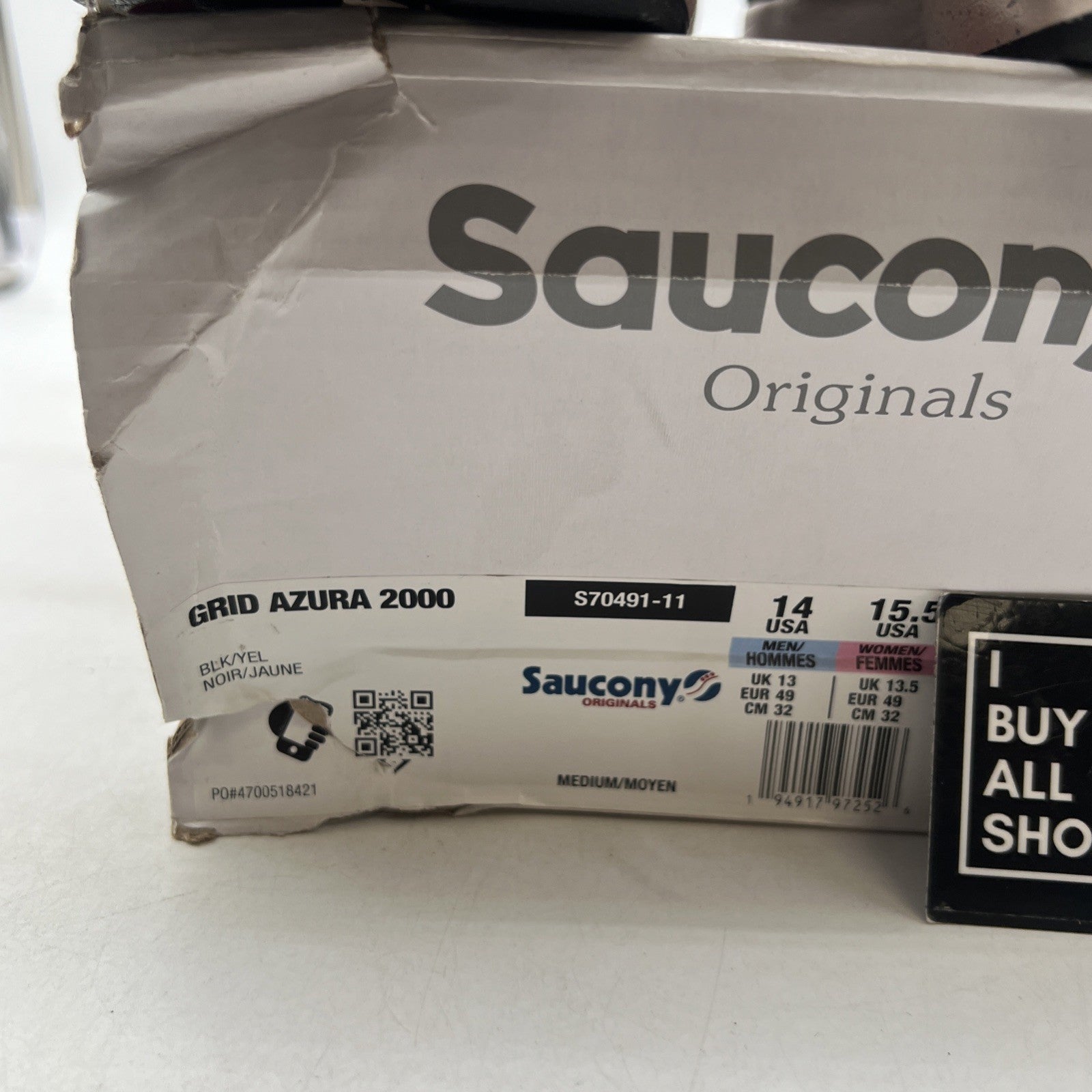Size 14 - Saucony Grid Azura 2000 Black Yellow (S70491-11)