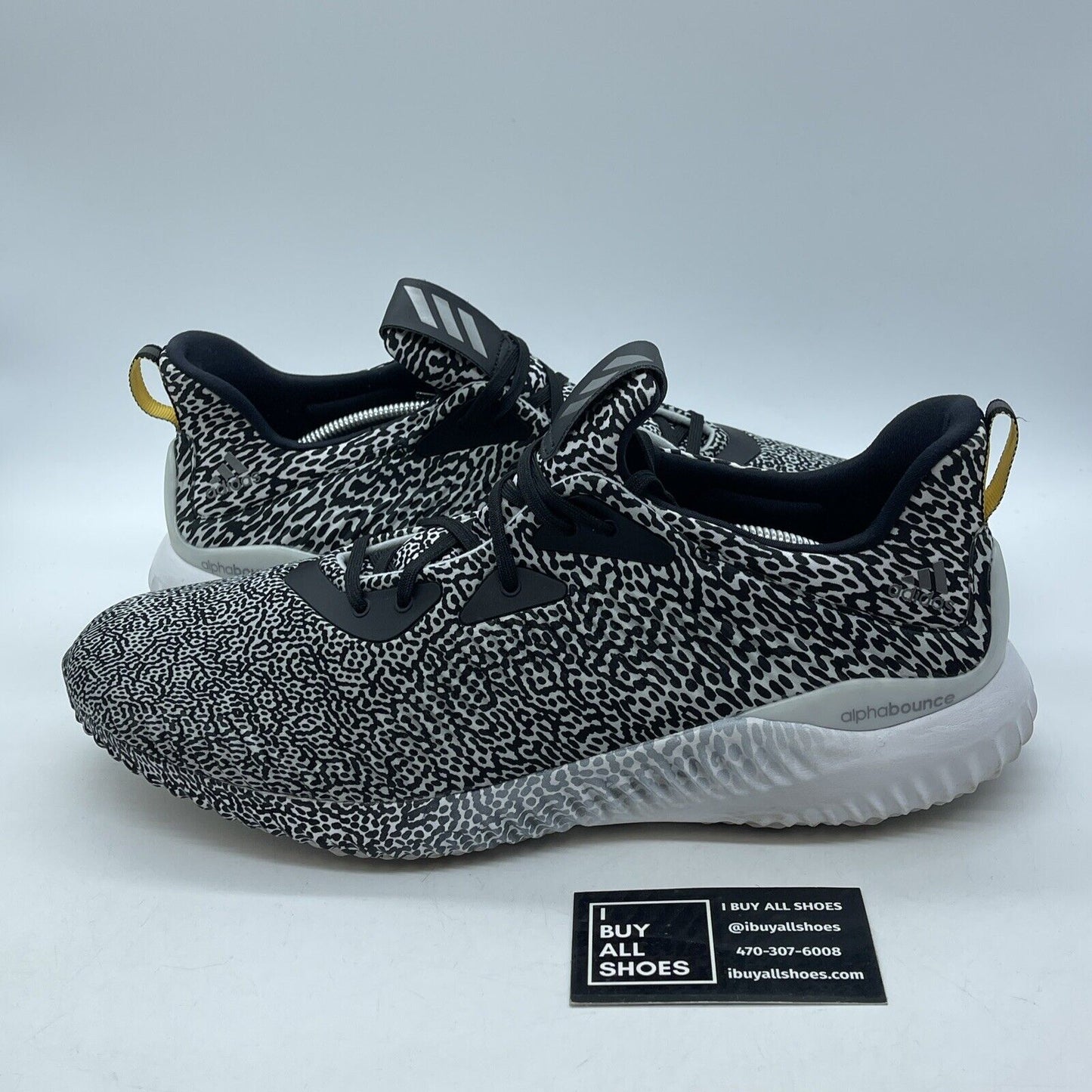 Size 13 - adidas Alphabounce Motion Capture Black White Suede (B54366)