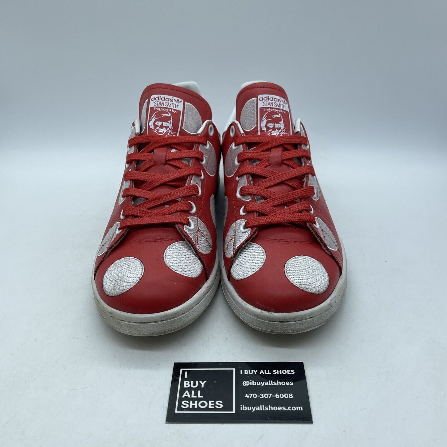 Size 10 - adidas Pharrell Williams x Stan Smith Red White Suede Leather (B25399)