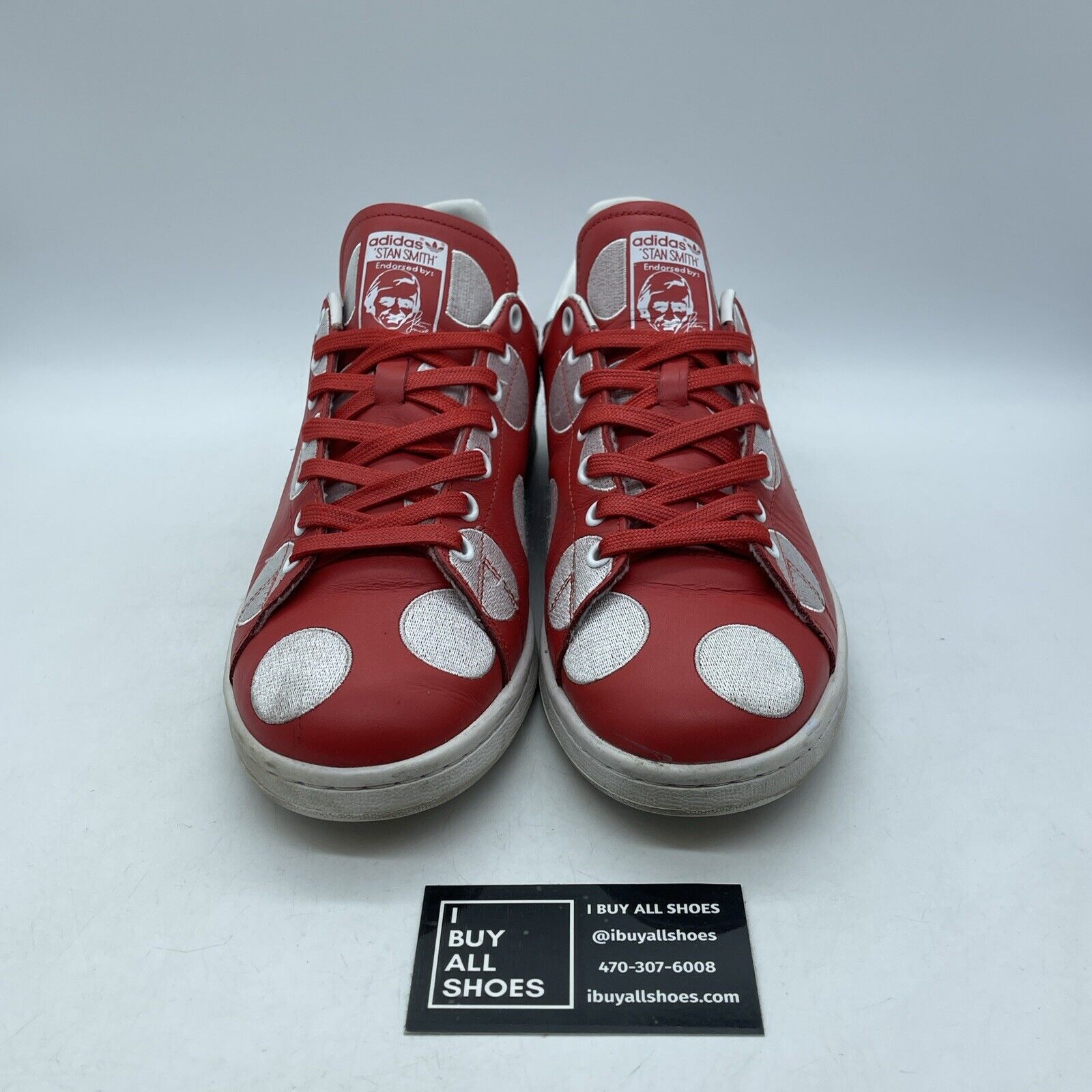 Size 10 - adidas Pharrell Williams x Stan Smith Red White Suede Leather (B25399)