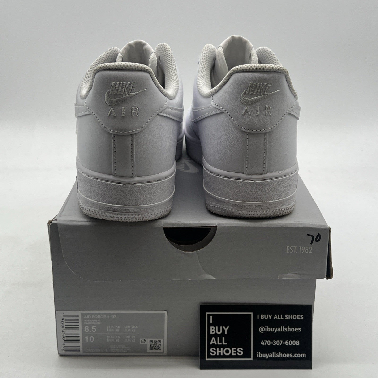 Size 8.5 - Nike Air Force 1 '07 Low Triple White (CW2288-111)