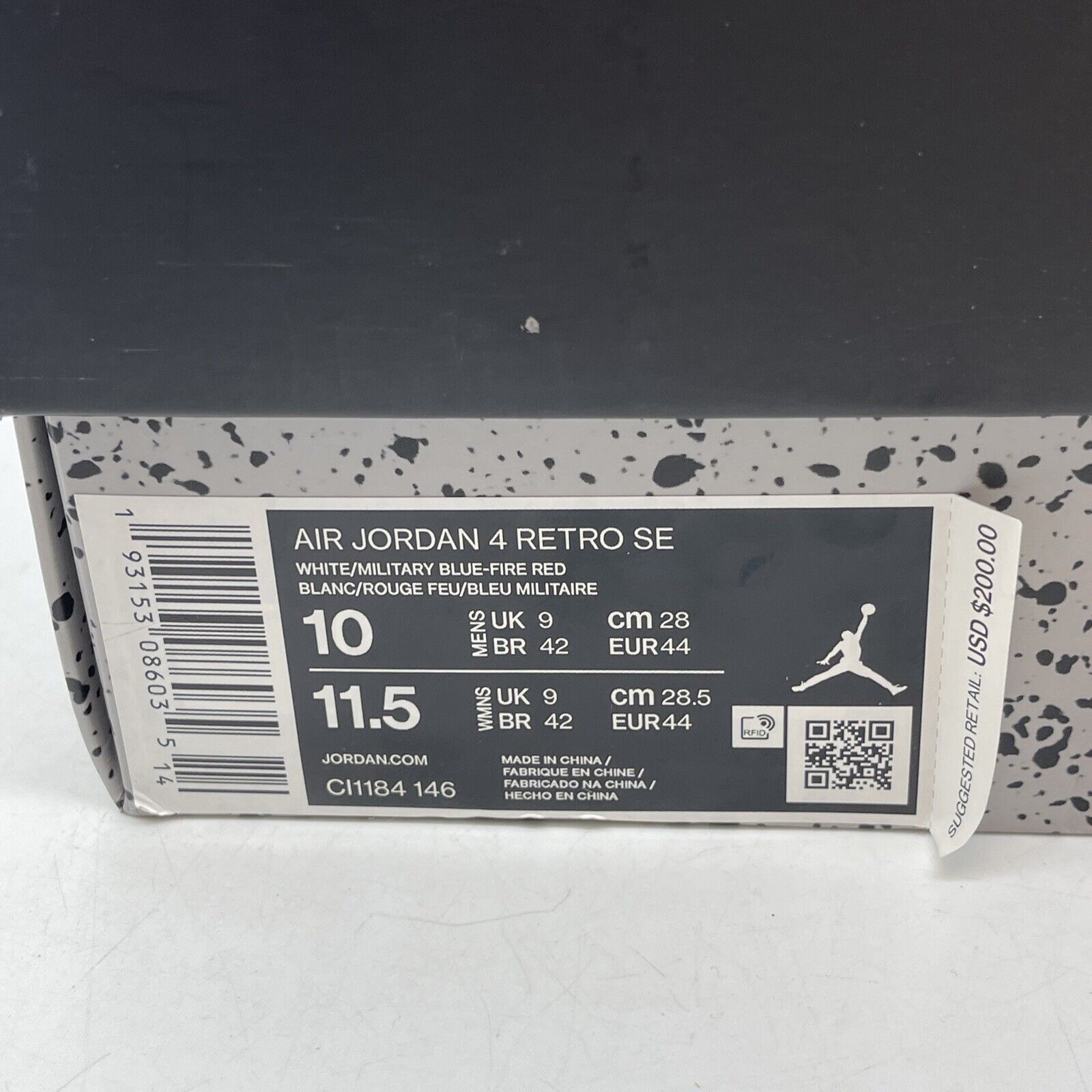 Size 10 - Jordan 4 Retro SE Mid What The 4 White Black Grey Leather (CI1184-146)