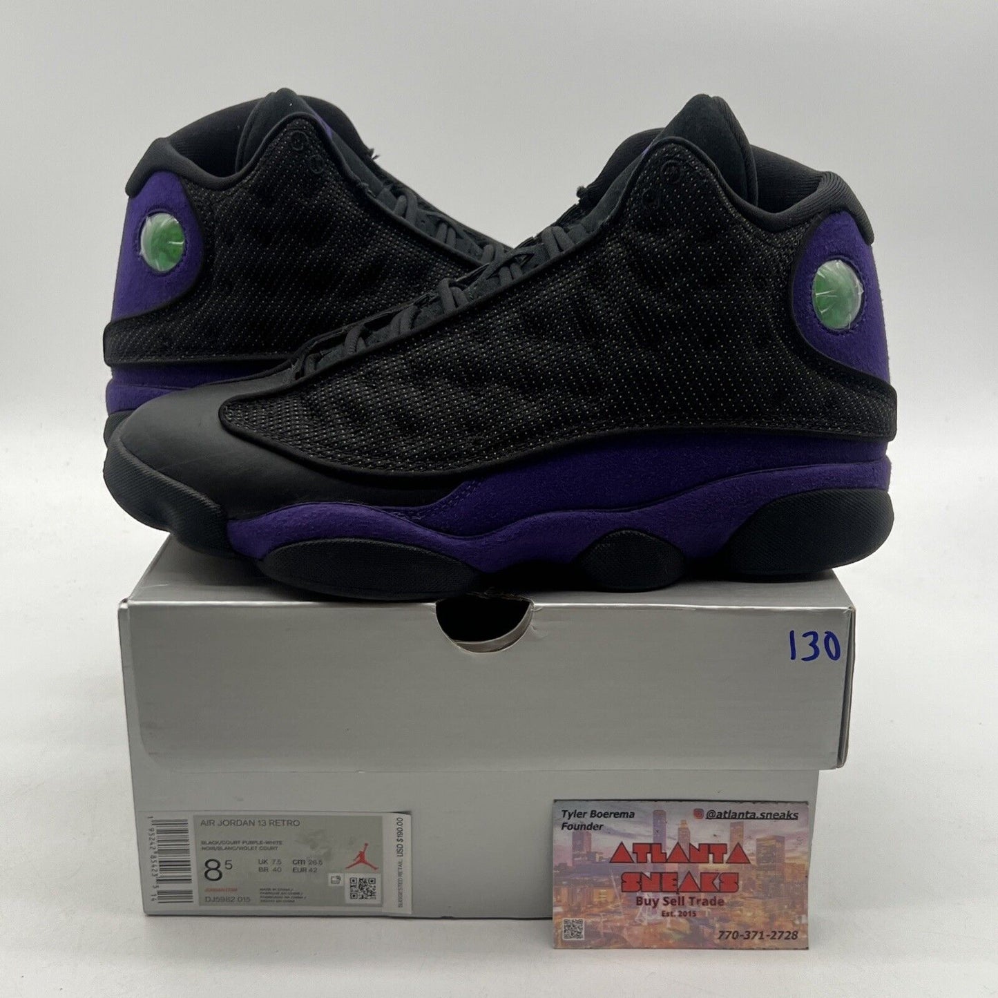 Size 8.5 - Jordan 13 Retro Court Purple Black Leather Suede (DJ5982-015)