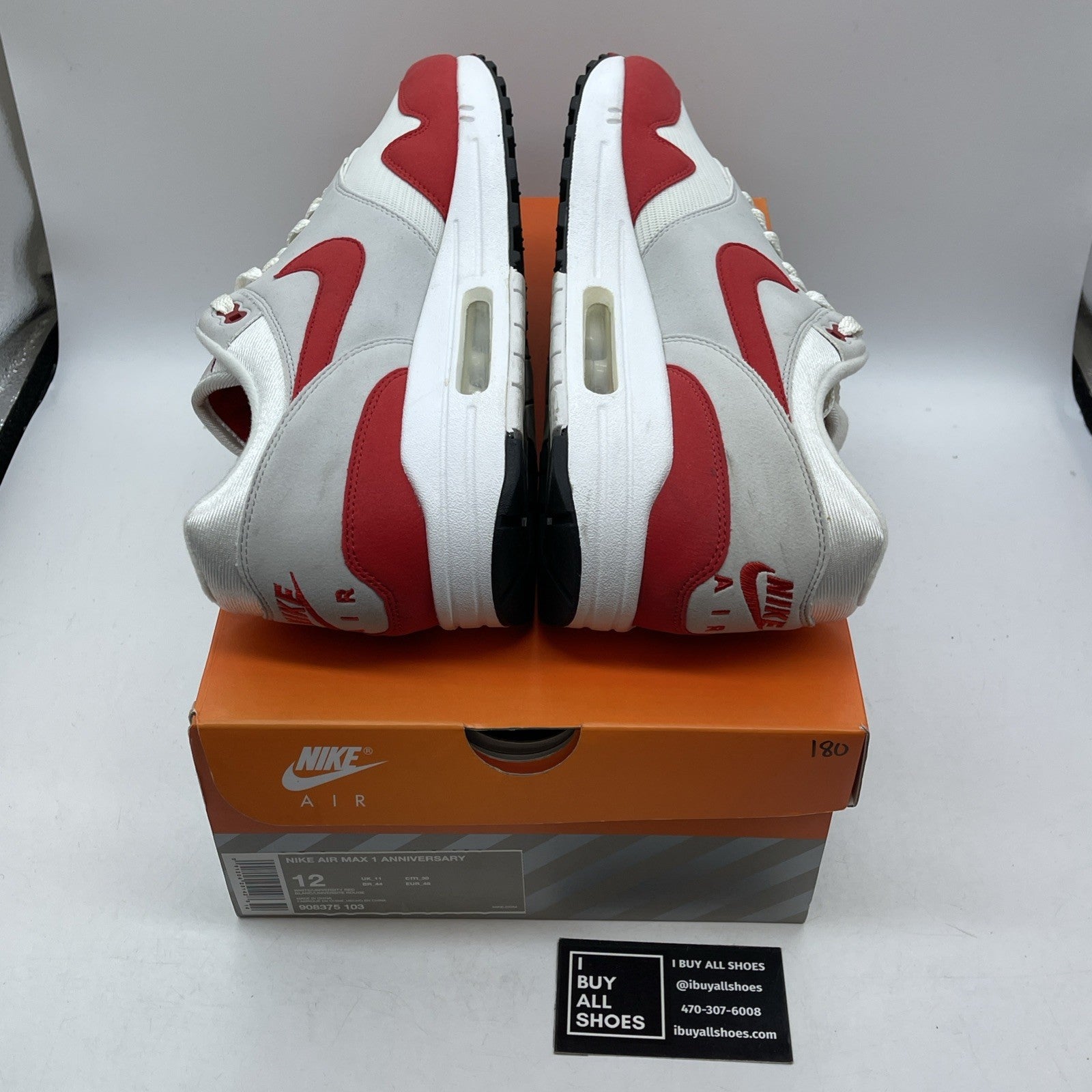 Size 12 - Nike Air Max 1 OG Anniversary 2017 Re-Release Red (908375-103)