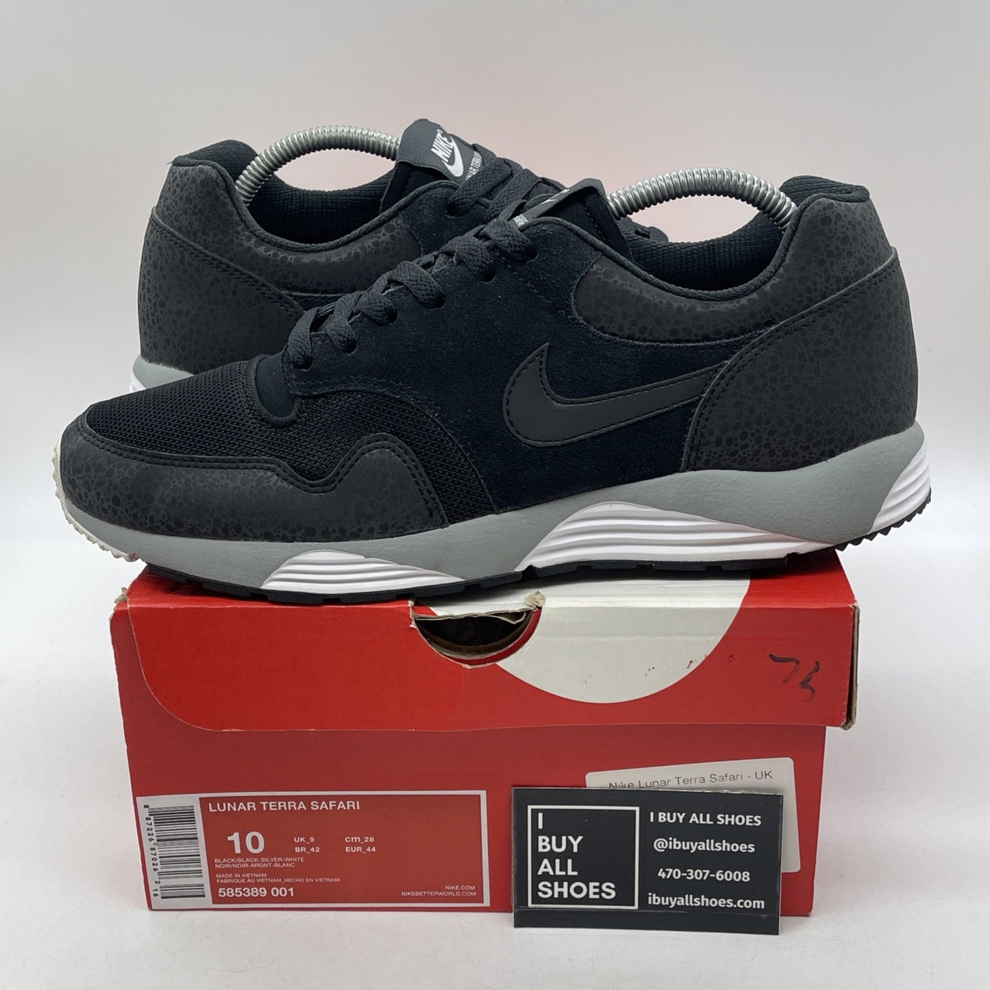 Size 10 - Nike Lunar Terra Safari Black Grey Suede (585389-001)