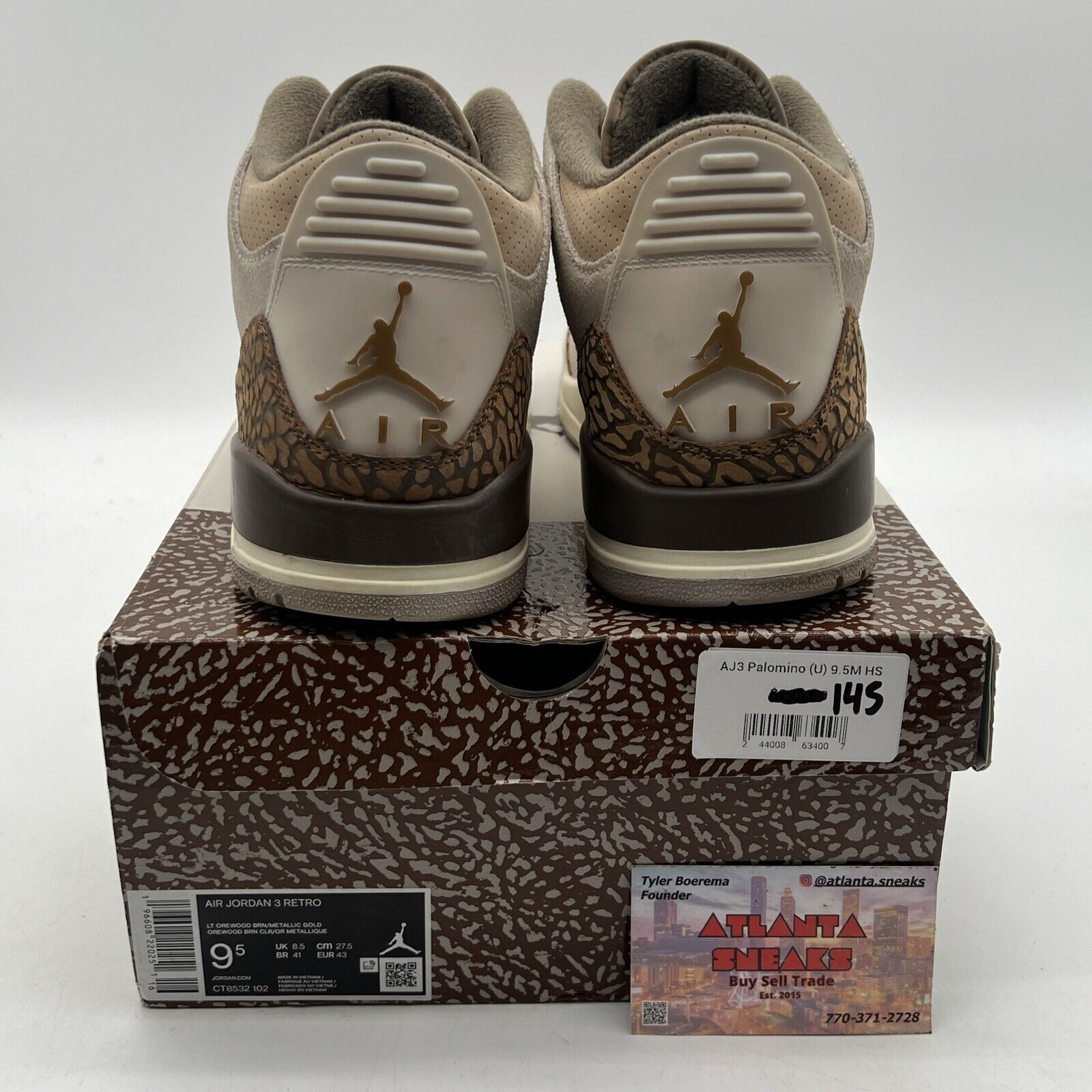 Size 9.5 - Jordan 3 Retro Low Palomino Brown Tan Suede (CT8532-102)