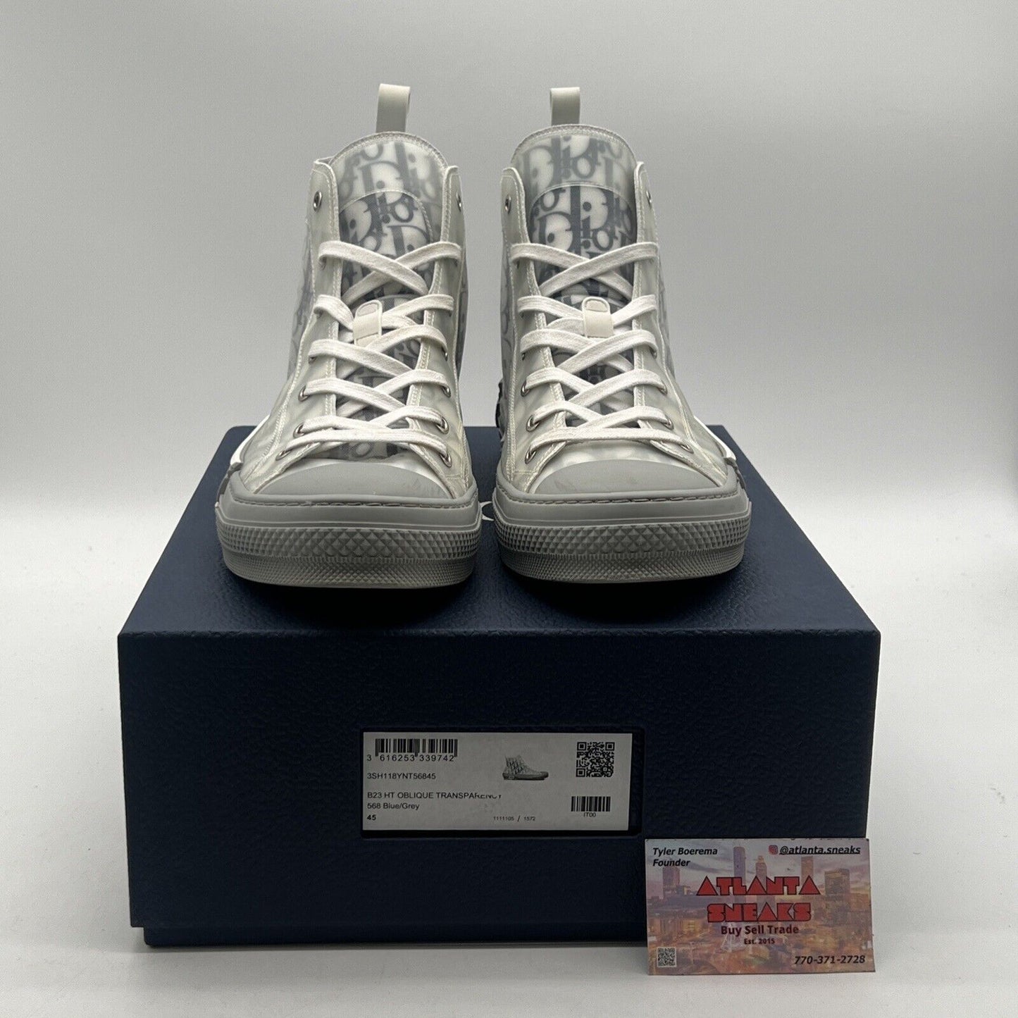 Size 11.5 - Dior B23 High Dior Oblique - Reflective Grey Navy (3SH118YNT-H568)