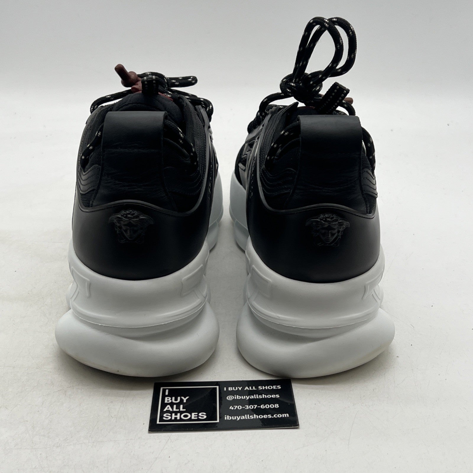 Size 46 - Versace Chain Reaction Black Burgundi Fashion Designer Sneaker