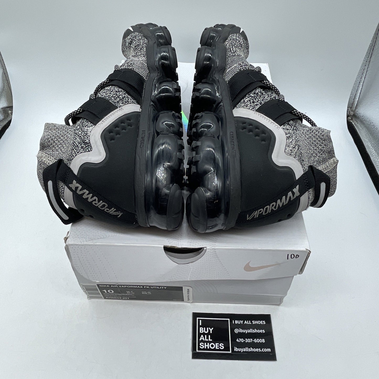 Size 10 - Nike Air VaporMax Flyknit Utility Oreo Black Silver (AH6834-201)