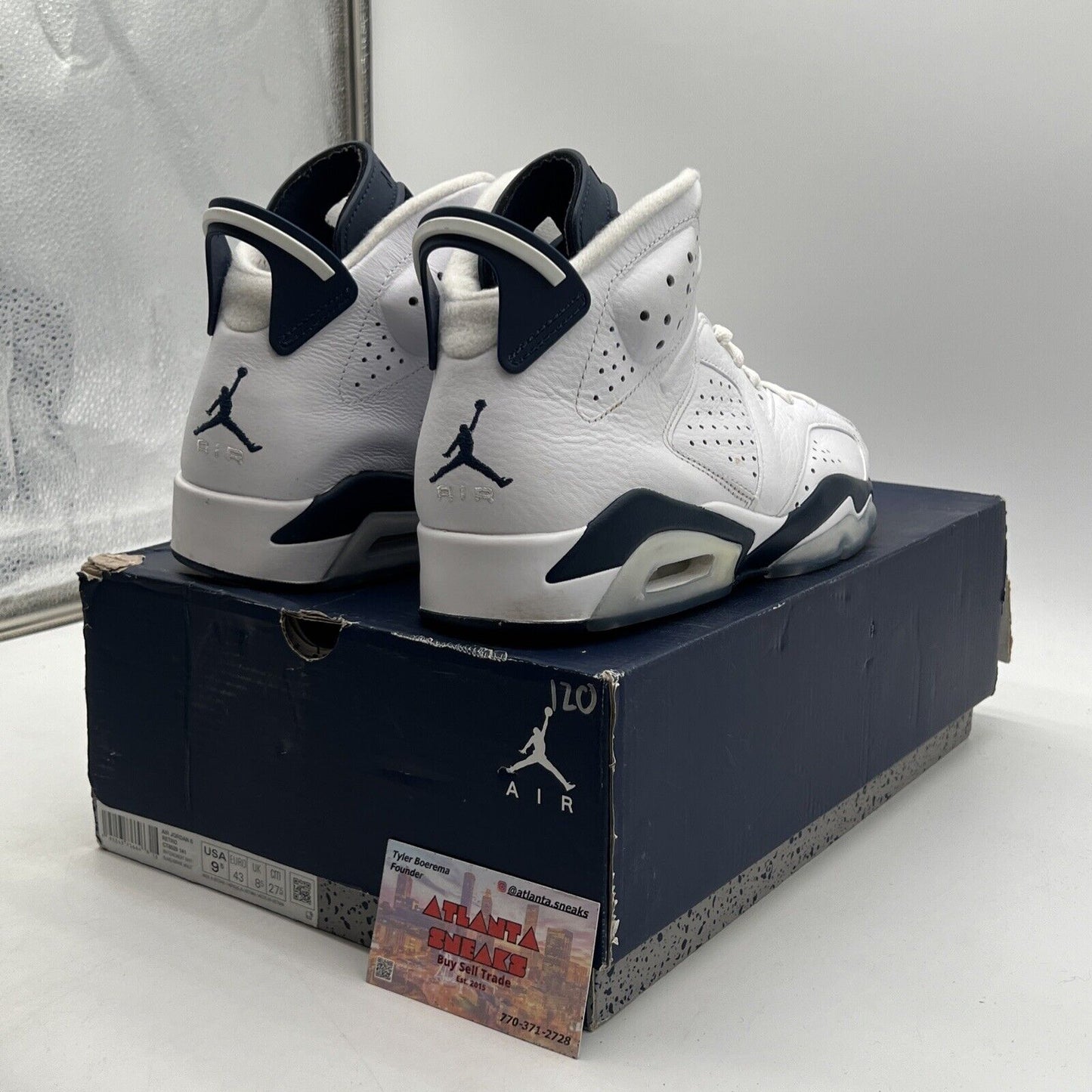 Size 9.5 - Jordan 6 Retro Midnight Navy White Leather (CT8529-141)