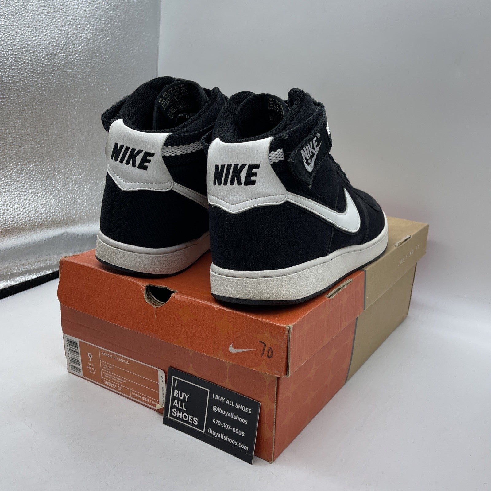 Size 9 - NIKE VANDAL CANVAS Black White Suede Leather (308852-011)