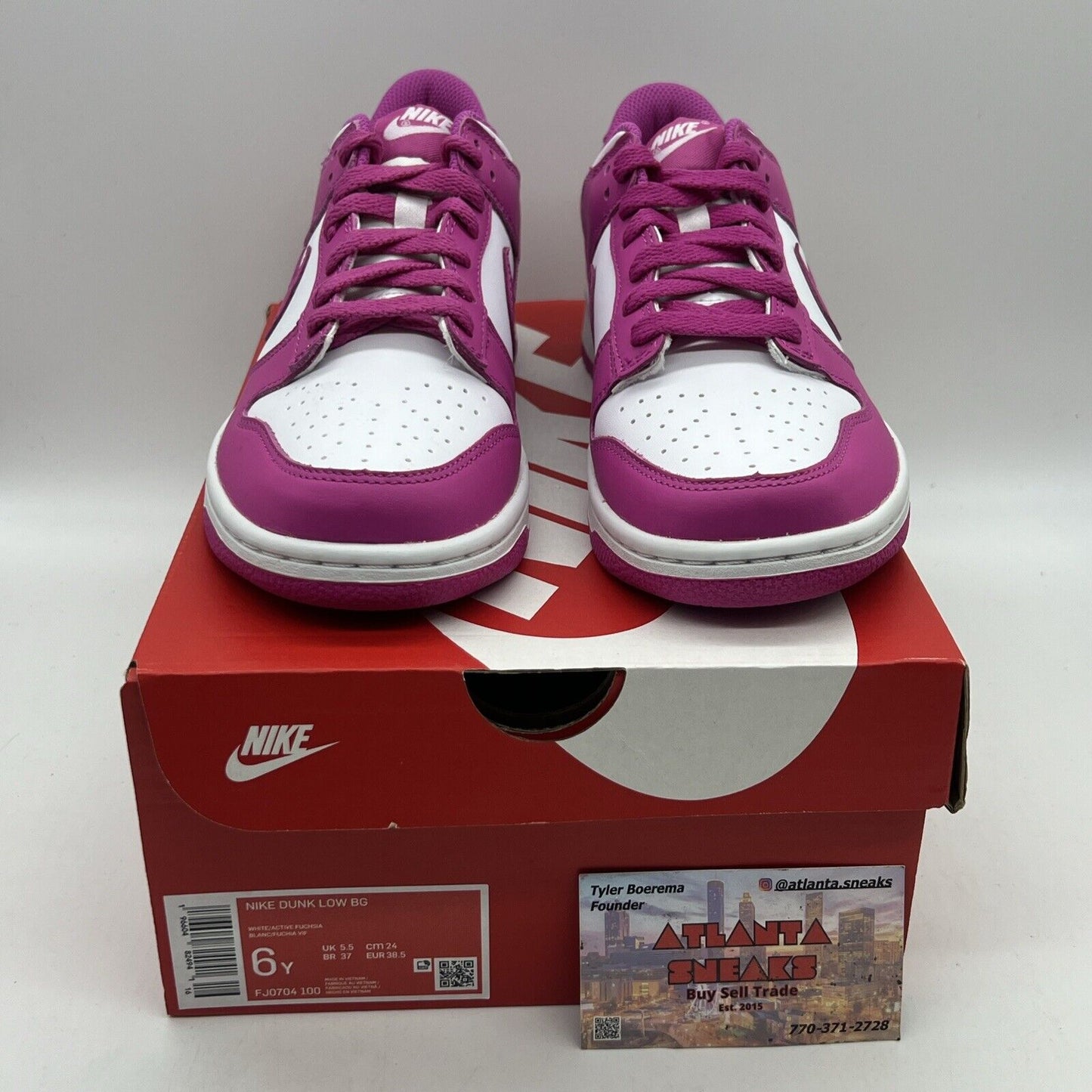 DS NikeDunk Low BG Active Fuschia GS 6Y (FJ0704 100) Brand New Og All