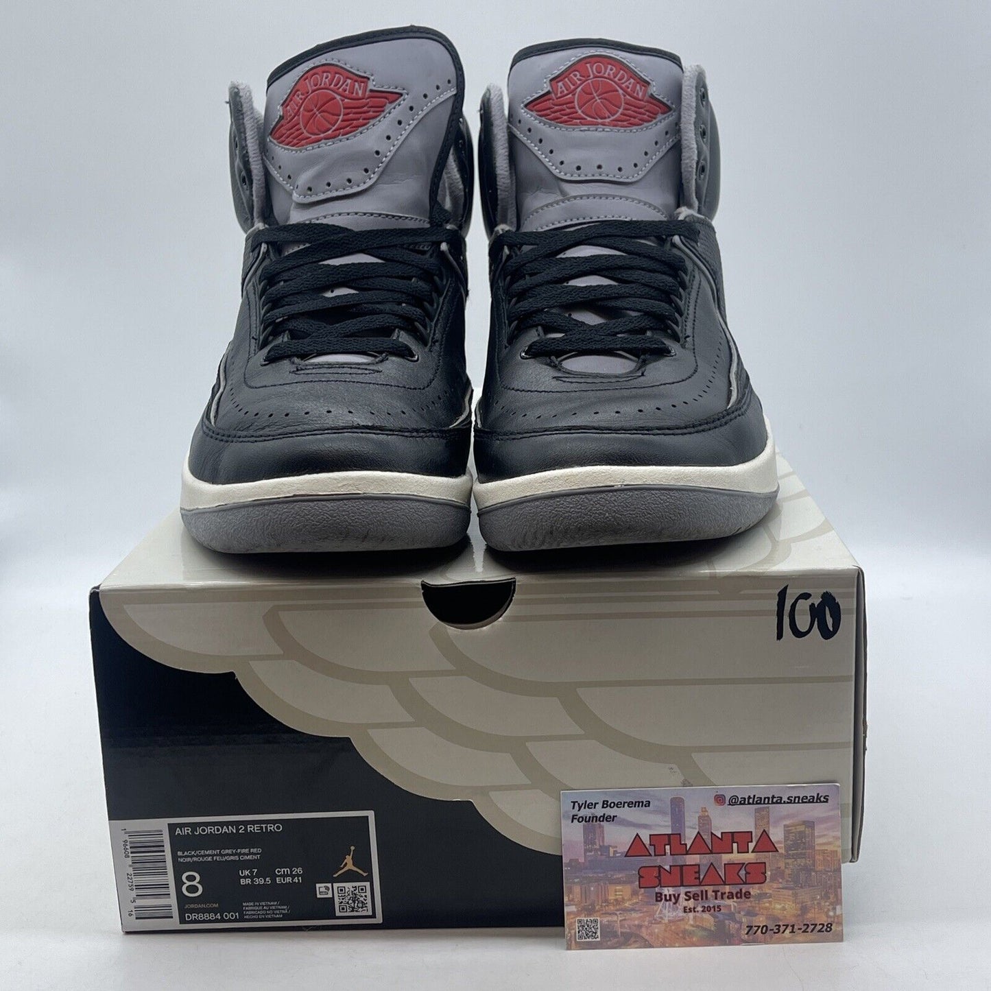 Size 8 - Air Jordan 2 Retro Black Cement Red Gray (DR884-001)