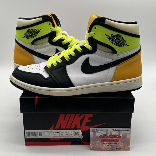 Size 11 - Jordan 1 Retro High OG Volt White Black Yellow Leather (555088-118)