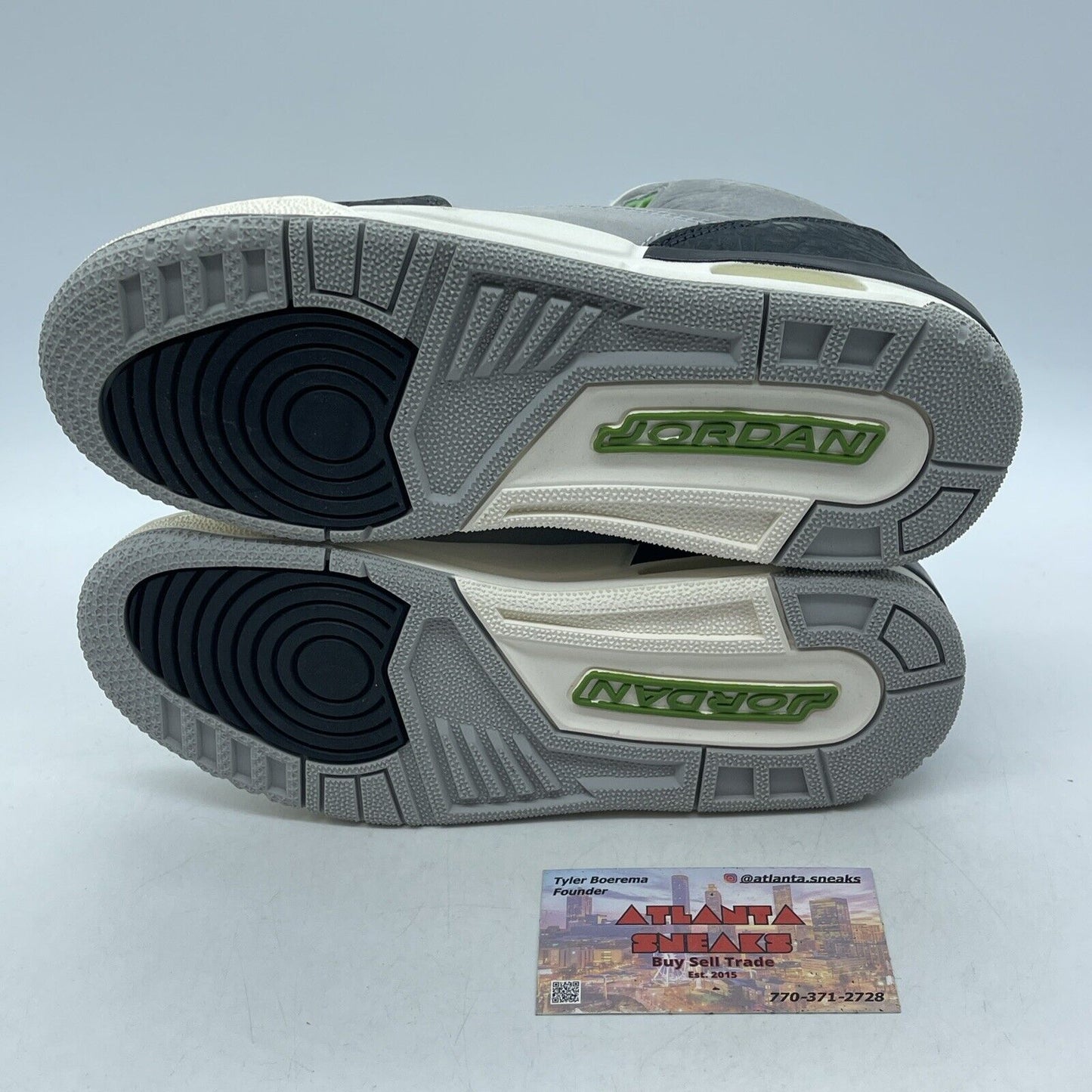 Size 4Y (GS) - Jordan 3 Retro Mid Chlorophyll Grey Black Suede (398614-006)
