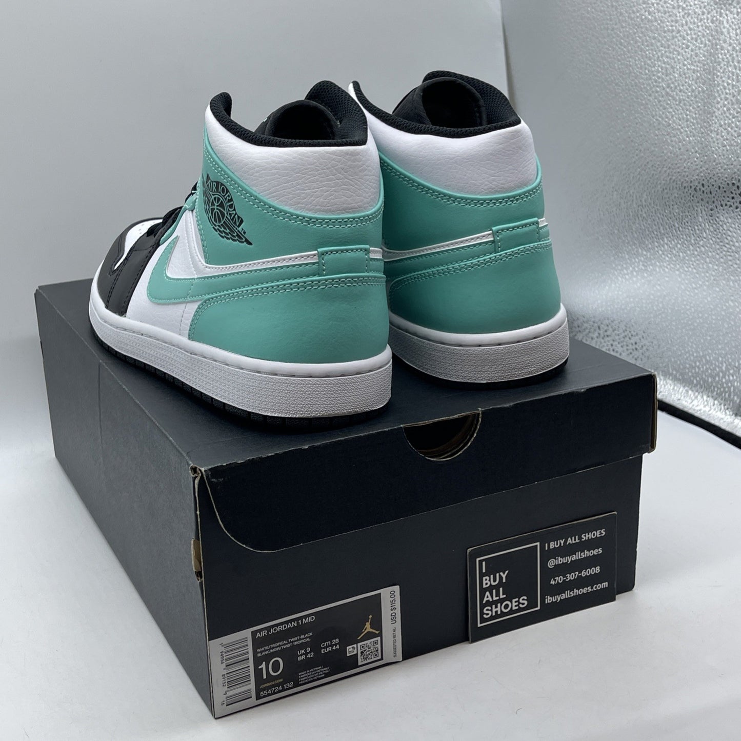 Size 10 - Air Jordan 1 Mid Tropical Twist White Blue Leather (554724-132)