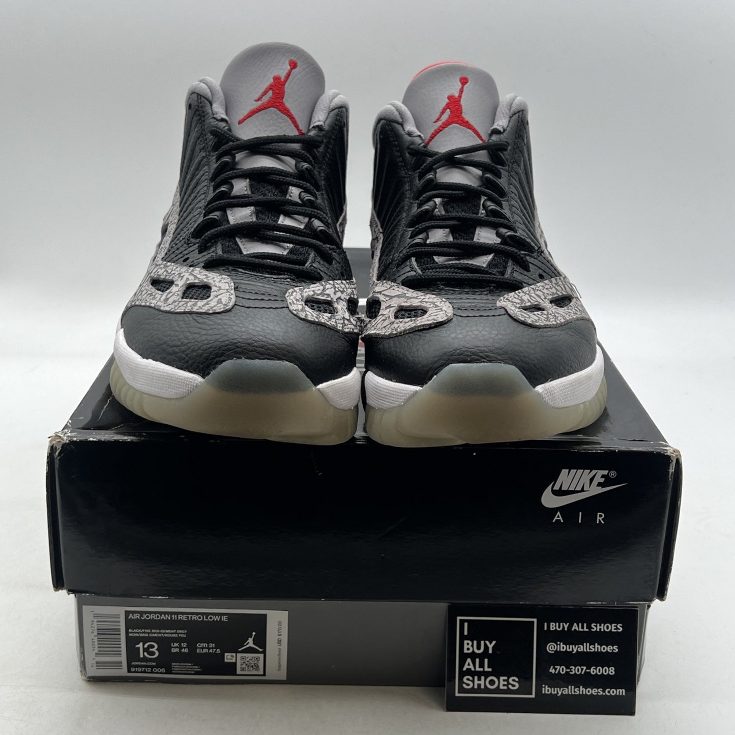 Size 13 - Air Jordan 11 Retro IE Low Black Cement (919712-006)