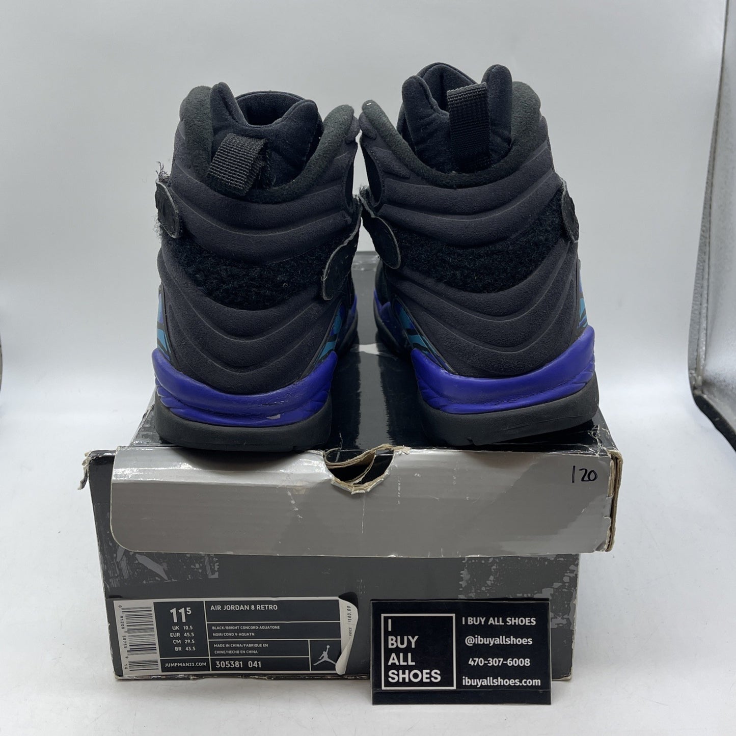 Size 11.5 - Air Jordan 8 Retro 2007 Aqua (305381-041)