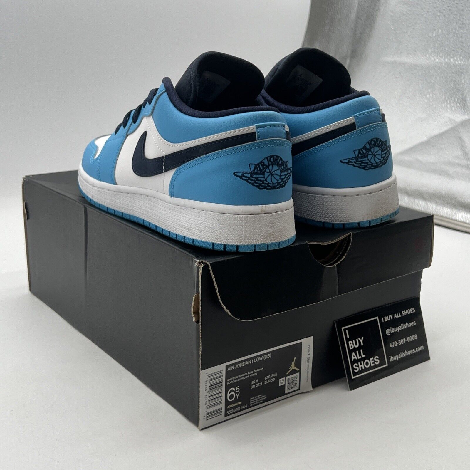 Size 9.5 - Air Jordan 1 Low UNC 2021 Black/University Blue/White (553560-144)