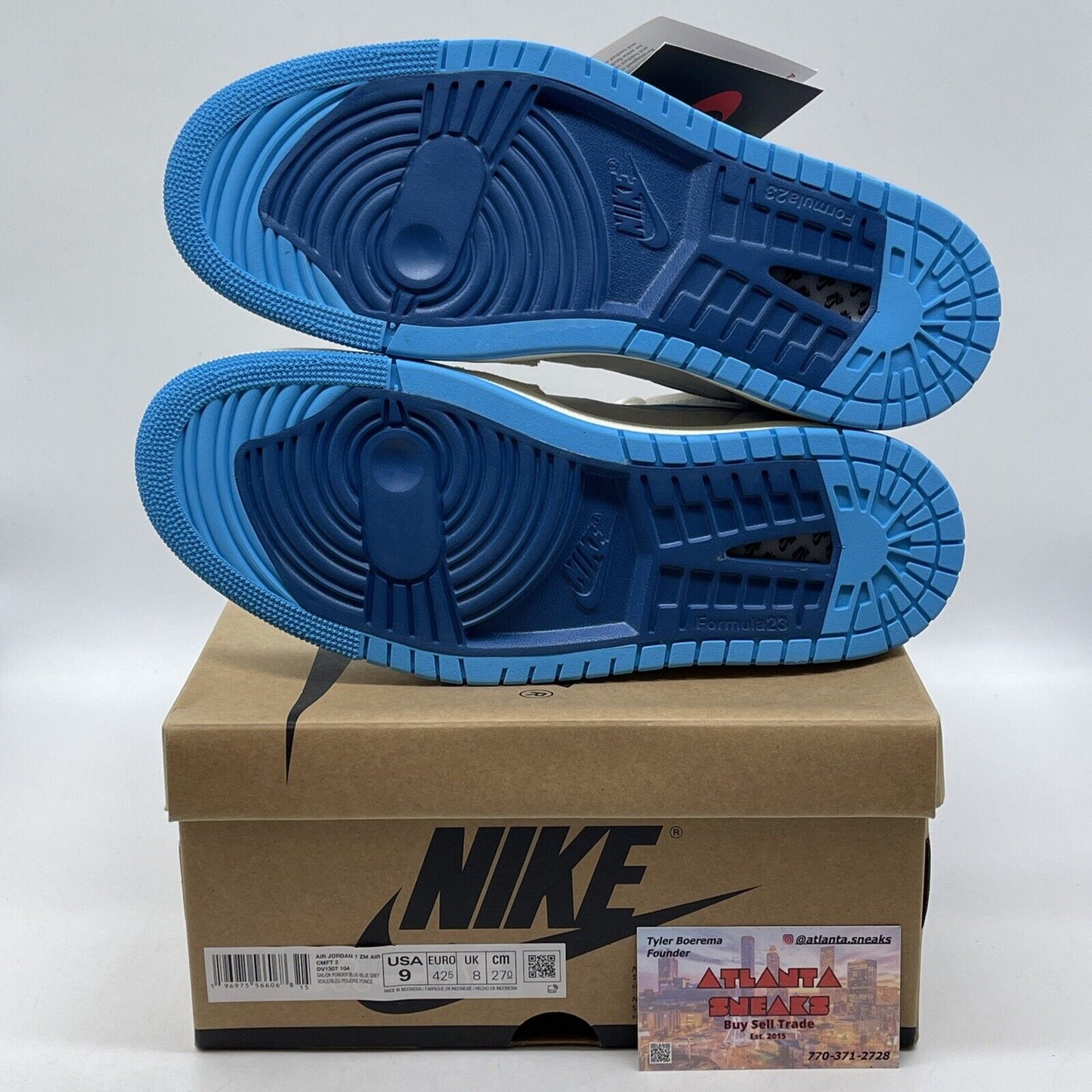 Size 9 - Jordan 1 Zoom CMFT 2 High Dark Powder Blue White Suede (DV1307-104)