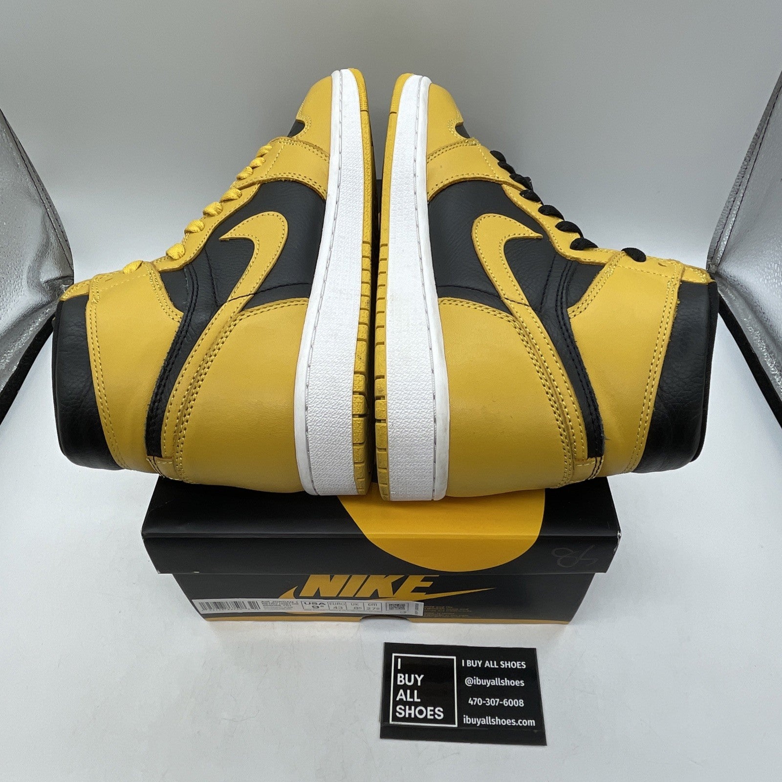 Size 9.5 - Jordan 1 Retro OG High Pollen Yellow Black Leather (555088-701)