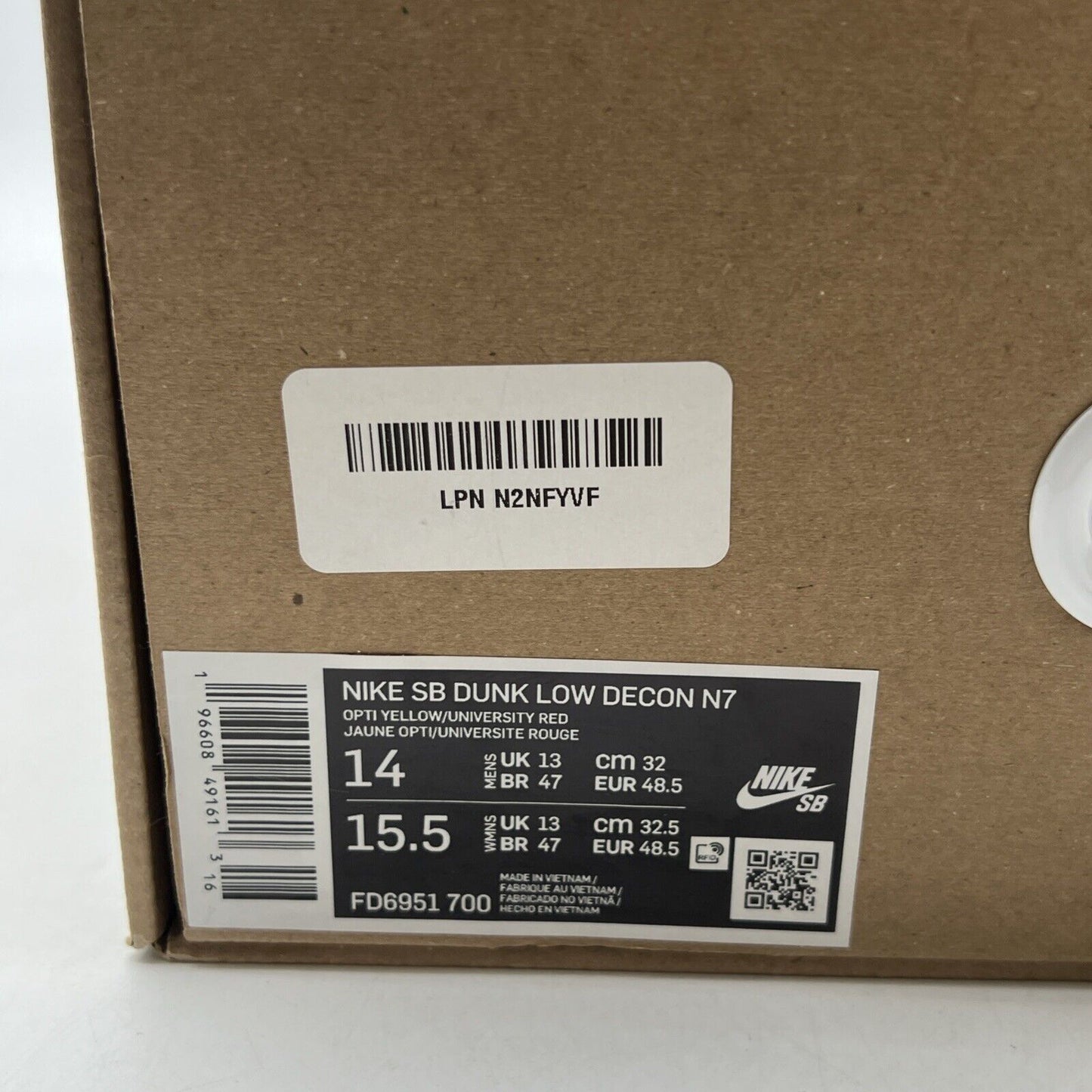 Size 14 - Nike Dunk Decon SB Low N7 - Sail University Red (FD6951-700)