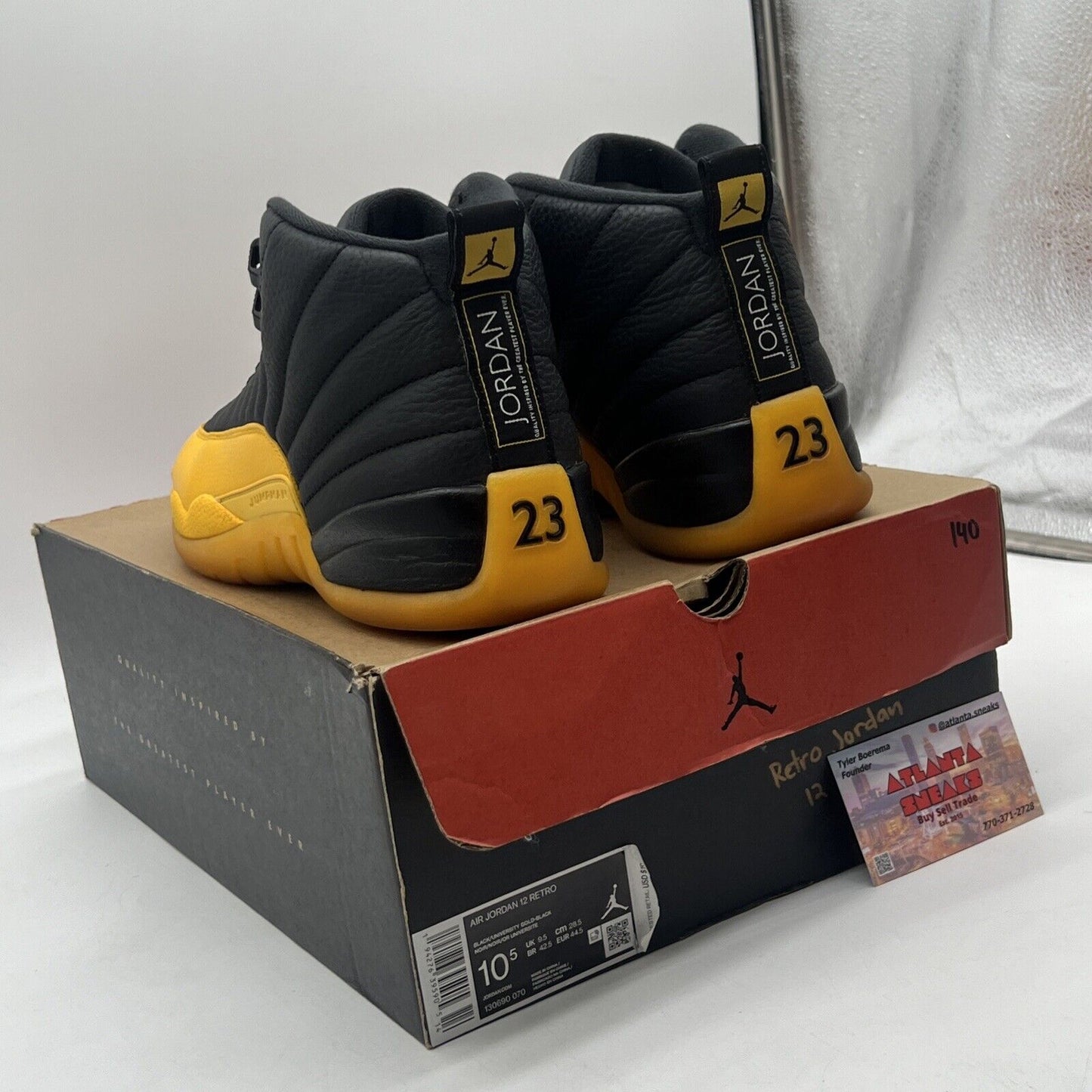 Size 10.5 - Jordan 12 Retro University Gold 2020 Black Yellow Leather 130690-070