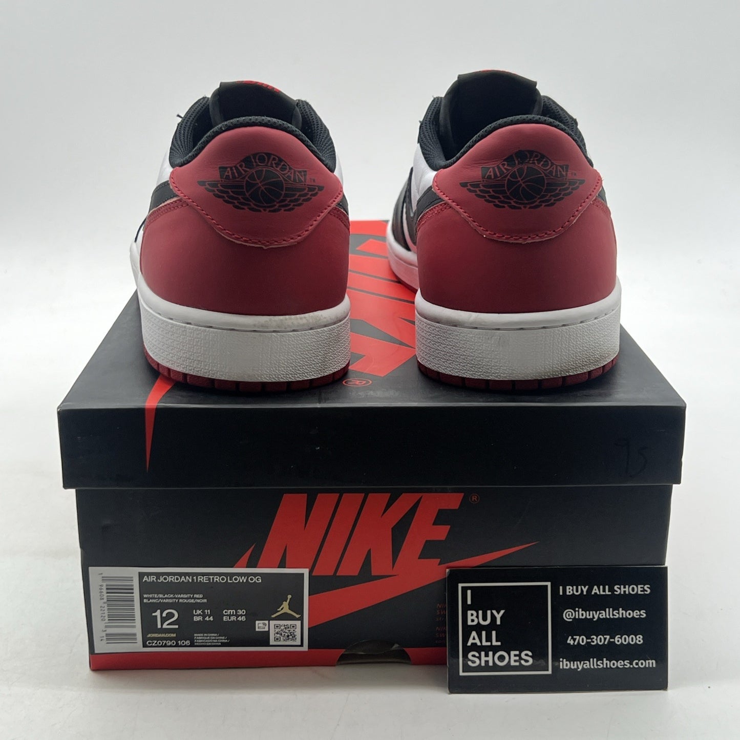 Size 12 - Air Jordan 1 Retro OG Low Black Toe (Cz0790-106)