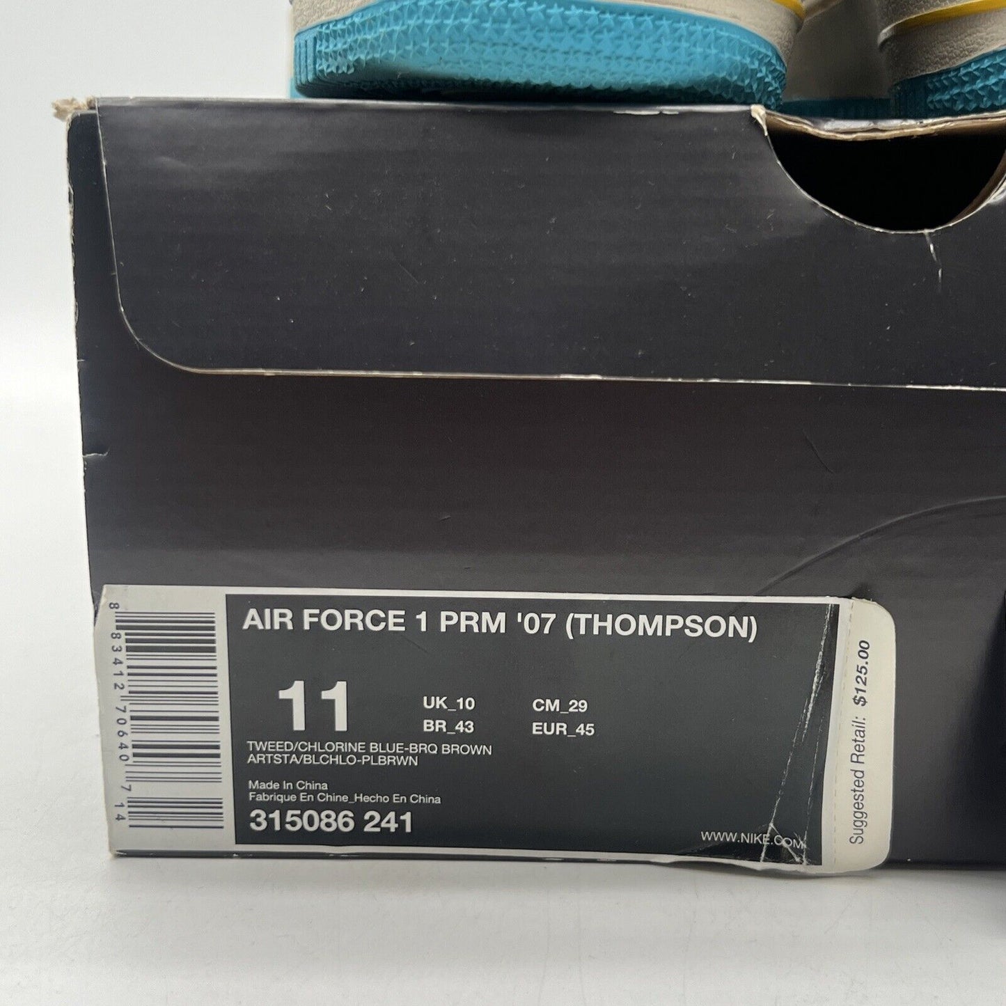 Size 11 - Nike Air Force 1 Premium 07 Thompson Original Six Teal (315086-241)