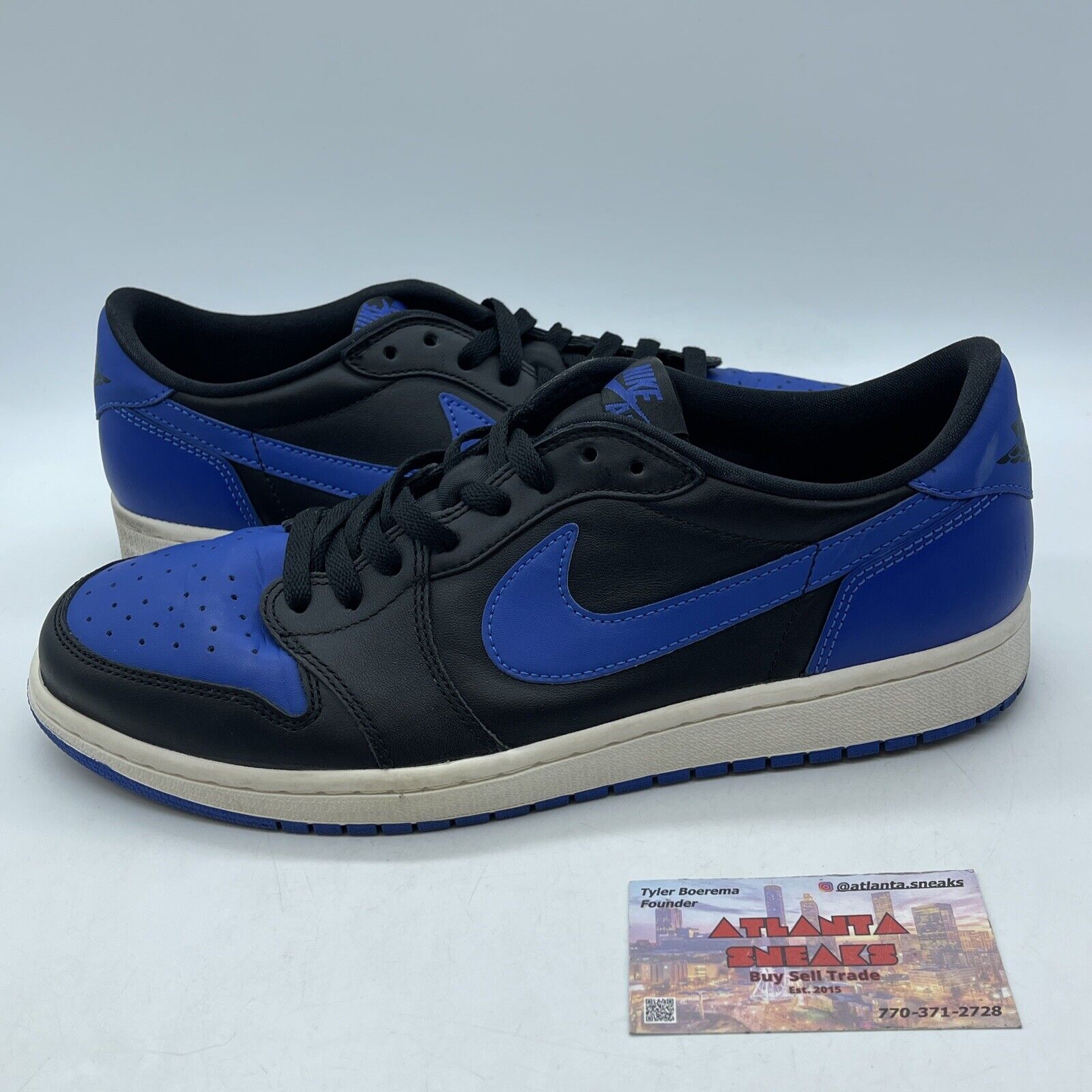 Size 11.5 - Air Jordan 1 Retro OG Low Royal White Black Leather (705329-004)