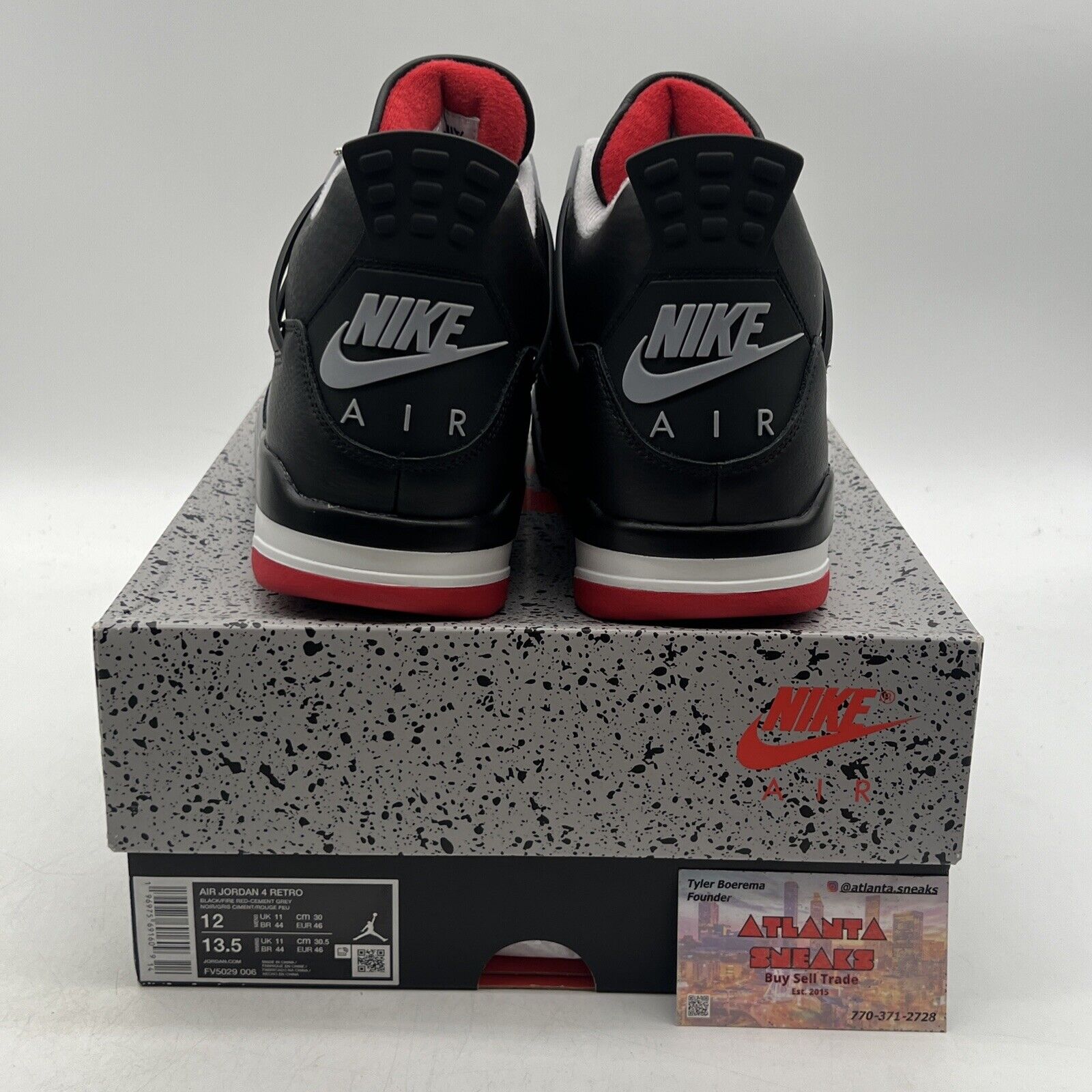 Size 12 - Air Jordan 4 Retro Bred Reimagined Black Red Grey Leather (FV5029-006)