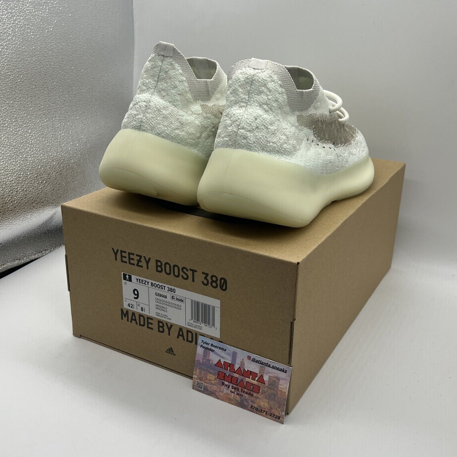 Size 9 - adidas Yeezy Boost 380 Calcite Glow DS Sneakers Brand New Og All Glow